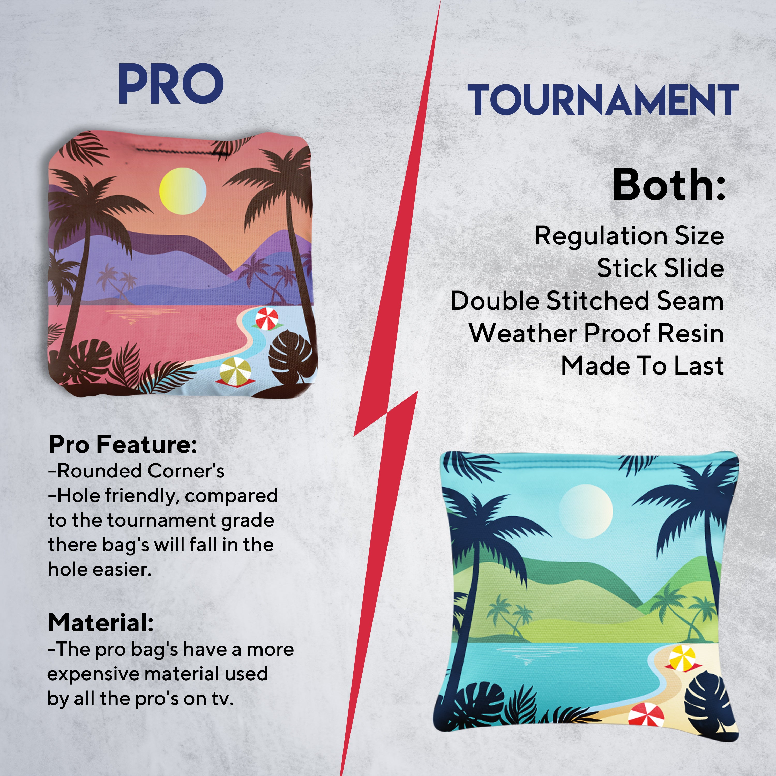 Green Purple Beach Cornhole Bags - Set of 8