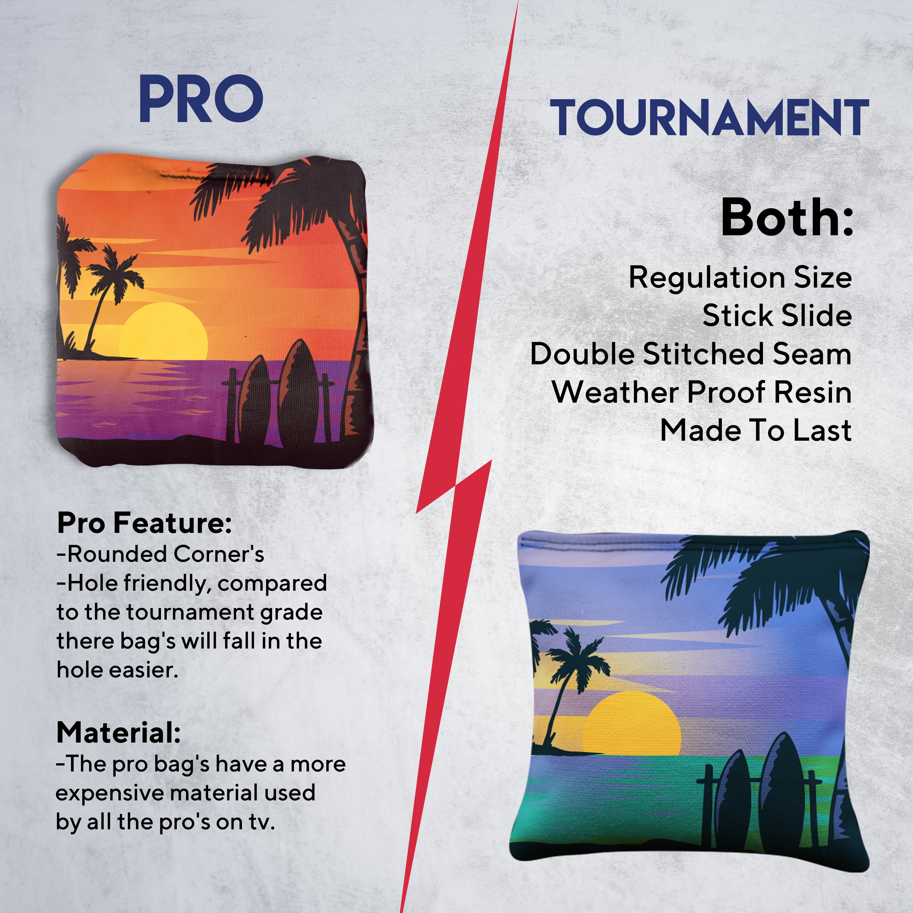 Orange Blue Beach Cornhole Bags - Set of 8