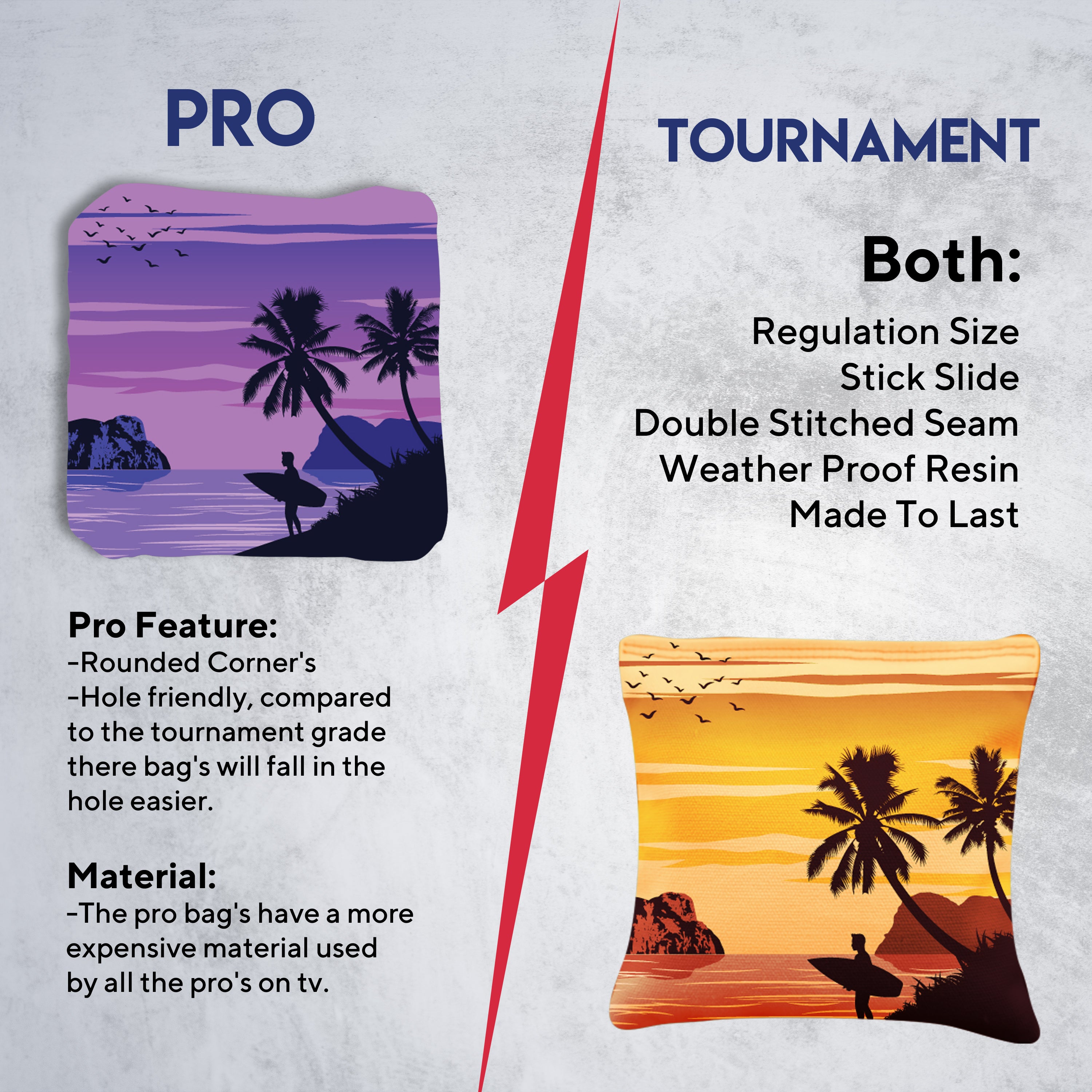 Orange Purple Beach Cornhole Bags - Set of 8