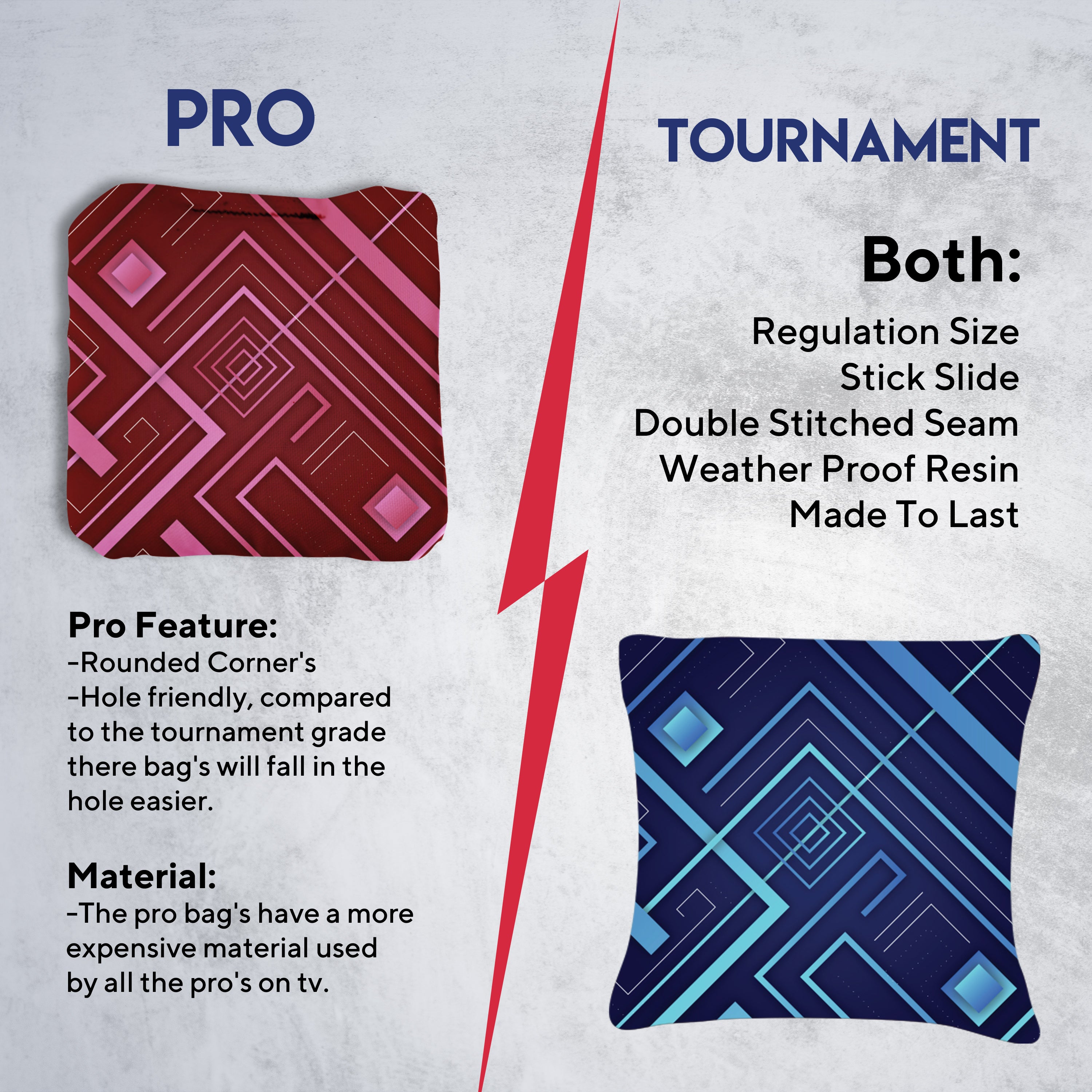 Blue Pink Lines Cornhole Bags - Set of 8