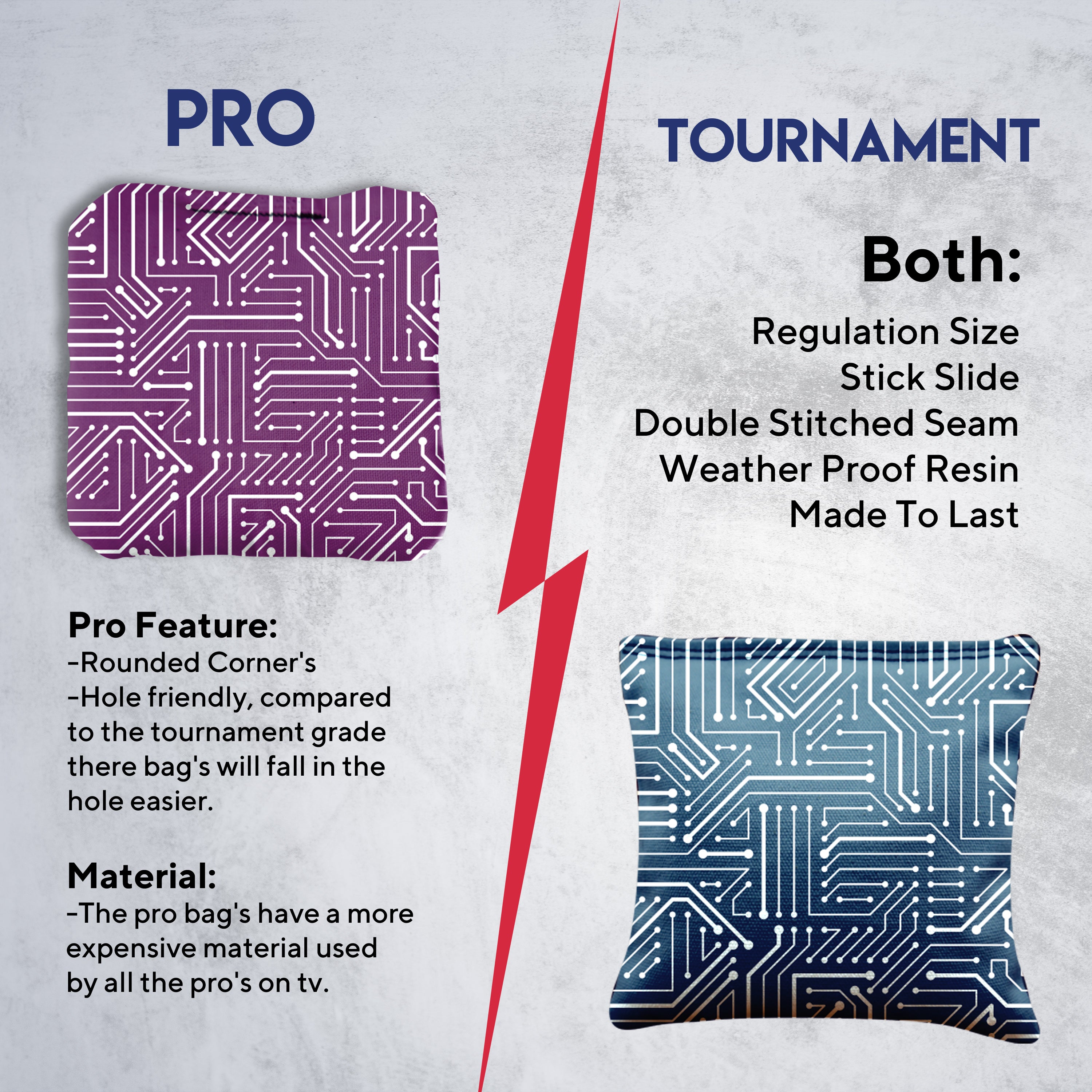 Blue Purple Tech Cornhole Bags - Set of 8