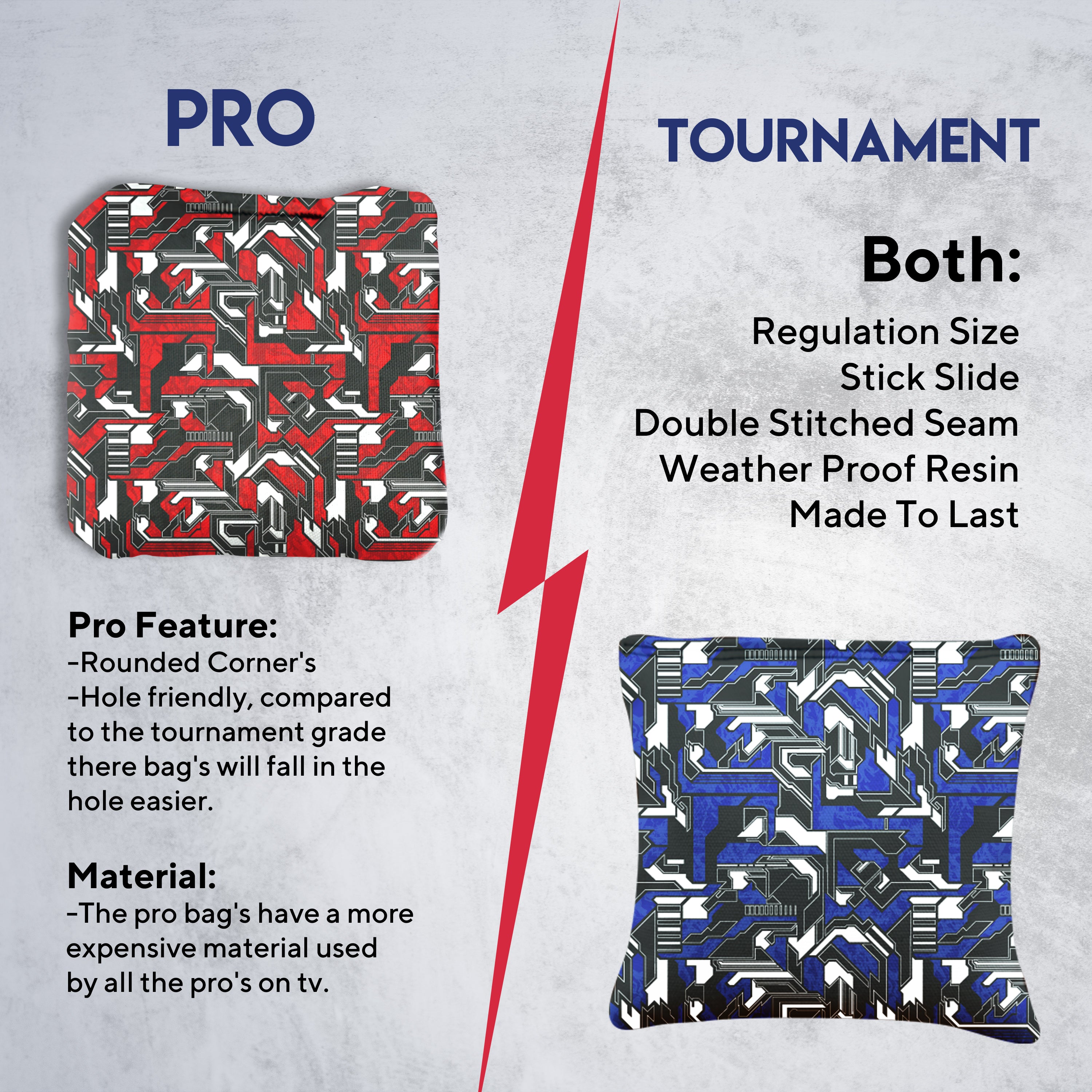 Blue Red Tech Fusion Cornhole Bags - Set of 8