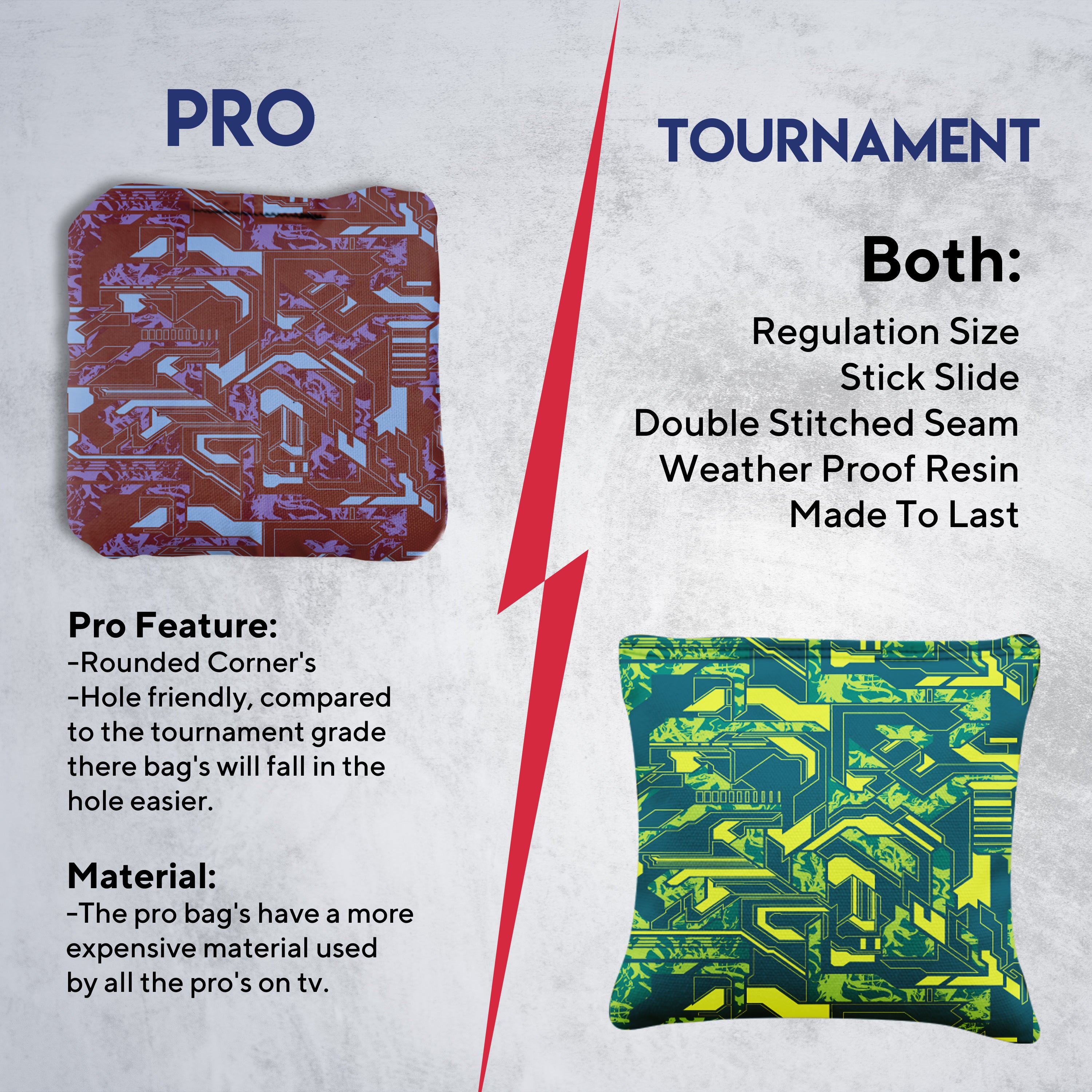 Green Purple Tech Fusion Cornhole Bags - Set of 8