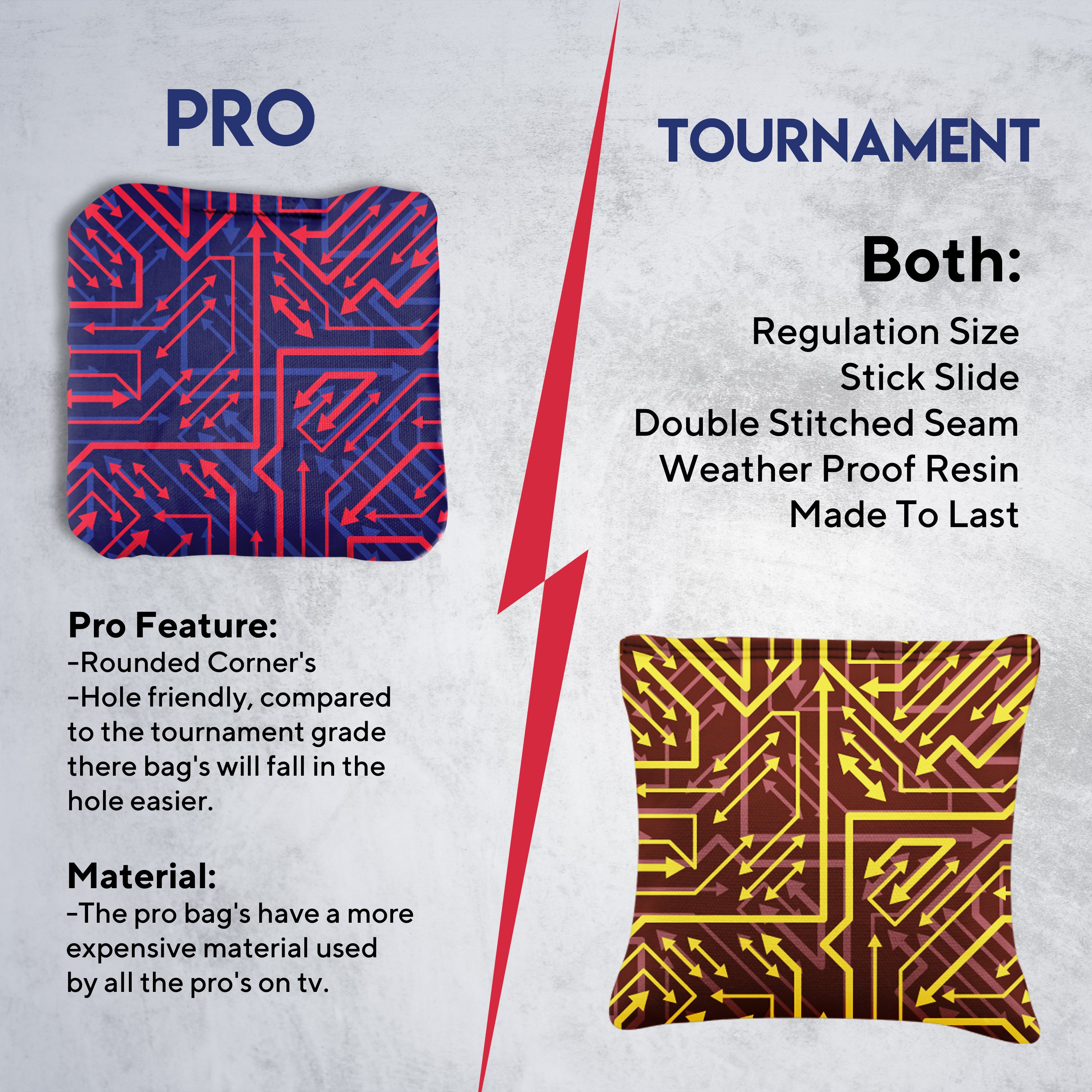 Red Yellow Tech Cornhole Bags - Set of 8