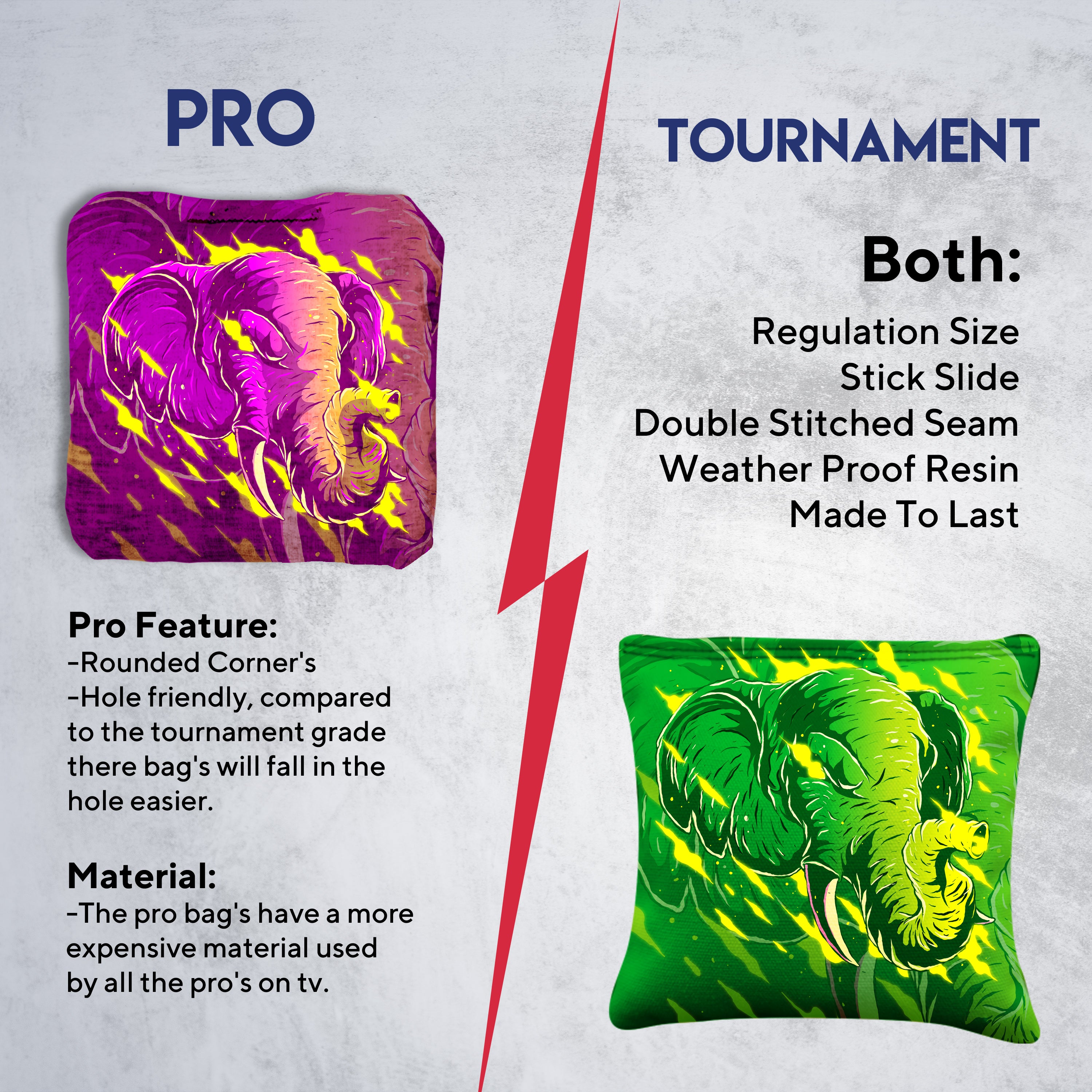 Purple Green Elephant Cornhole Bags - Set of 8