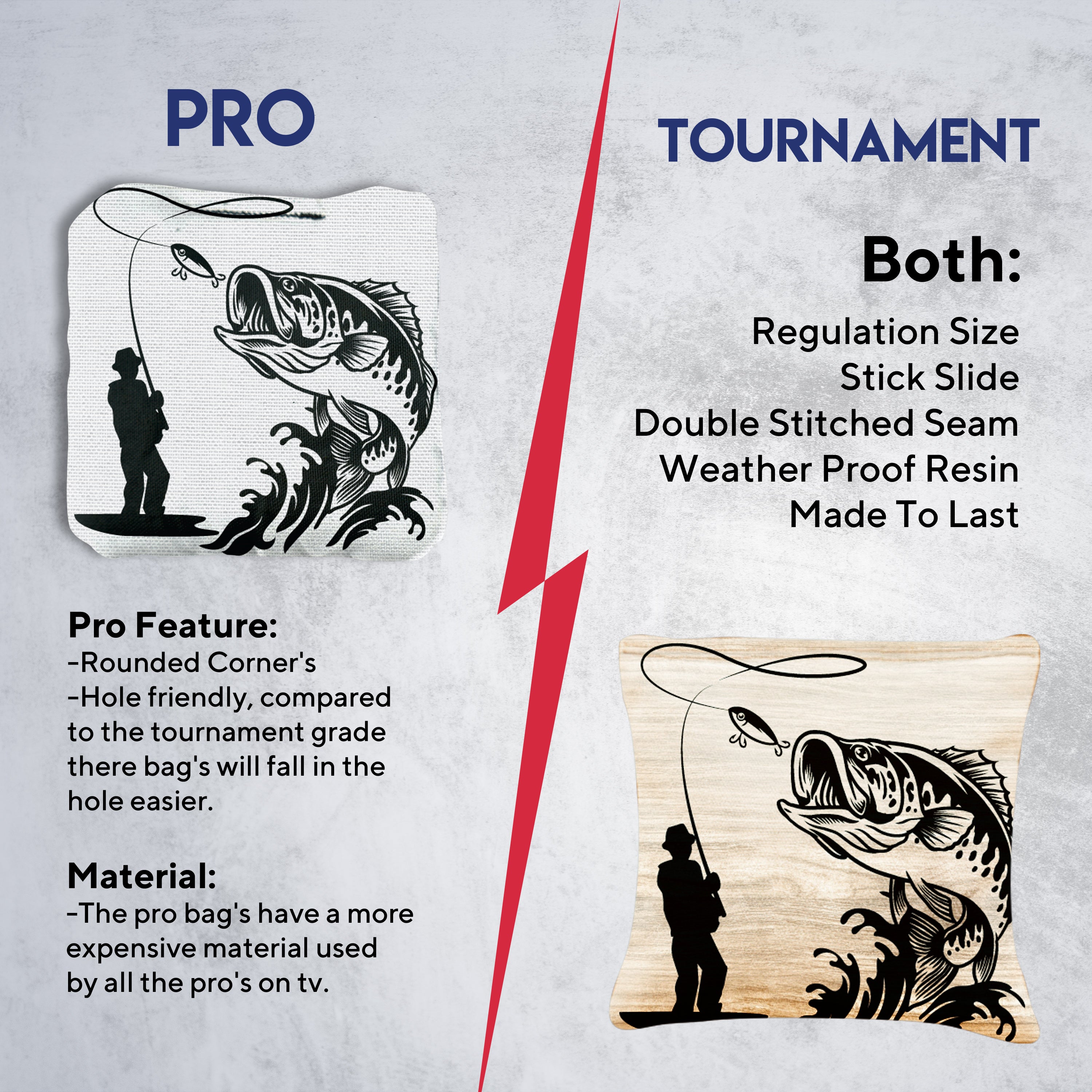 White Brown Fish Cornhole Bags - Set of 8