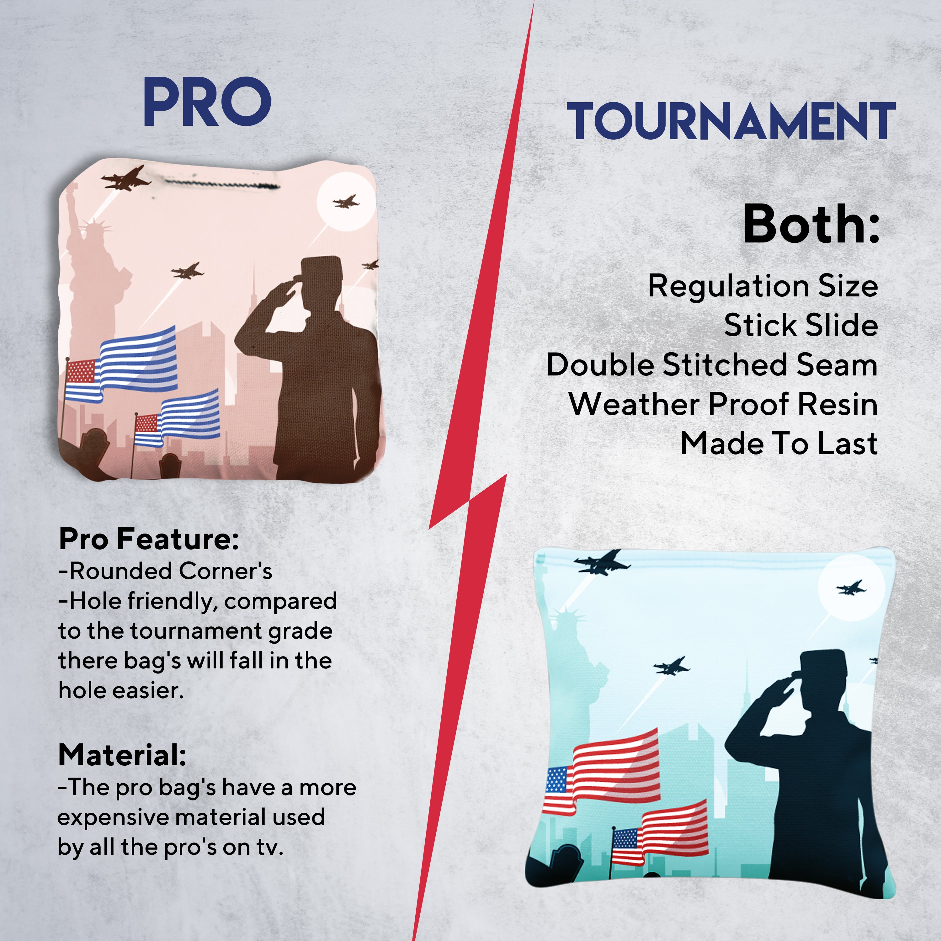 Soldier Salute Cornhole Bags - Set of 8