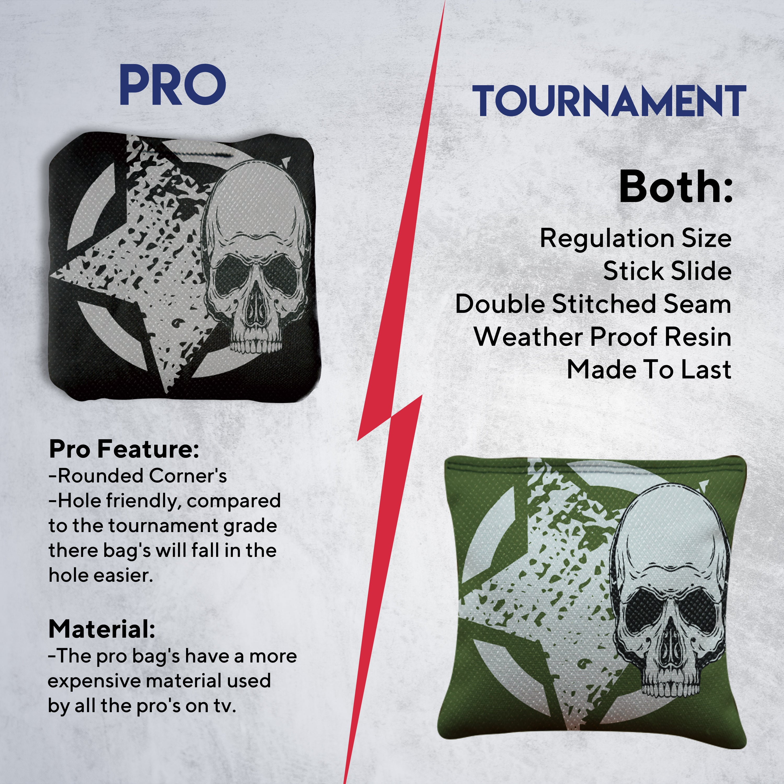 Black Green Star Skull Cornhole Bags - Set of 8