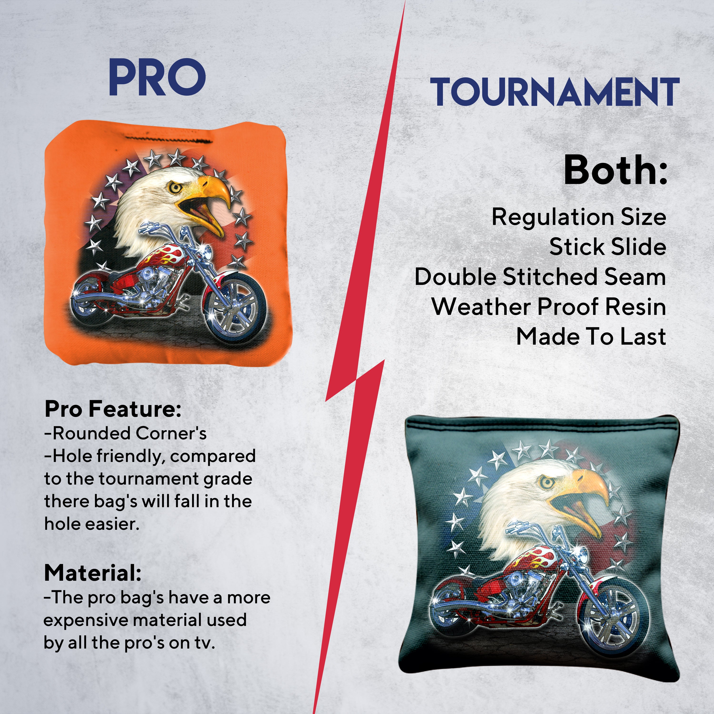 Motorcycle Bald Eagle Cornhole Bags - Set of 8