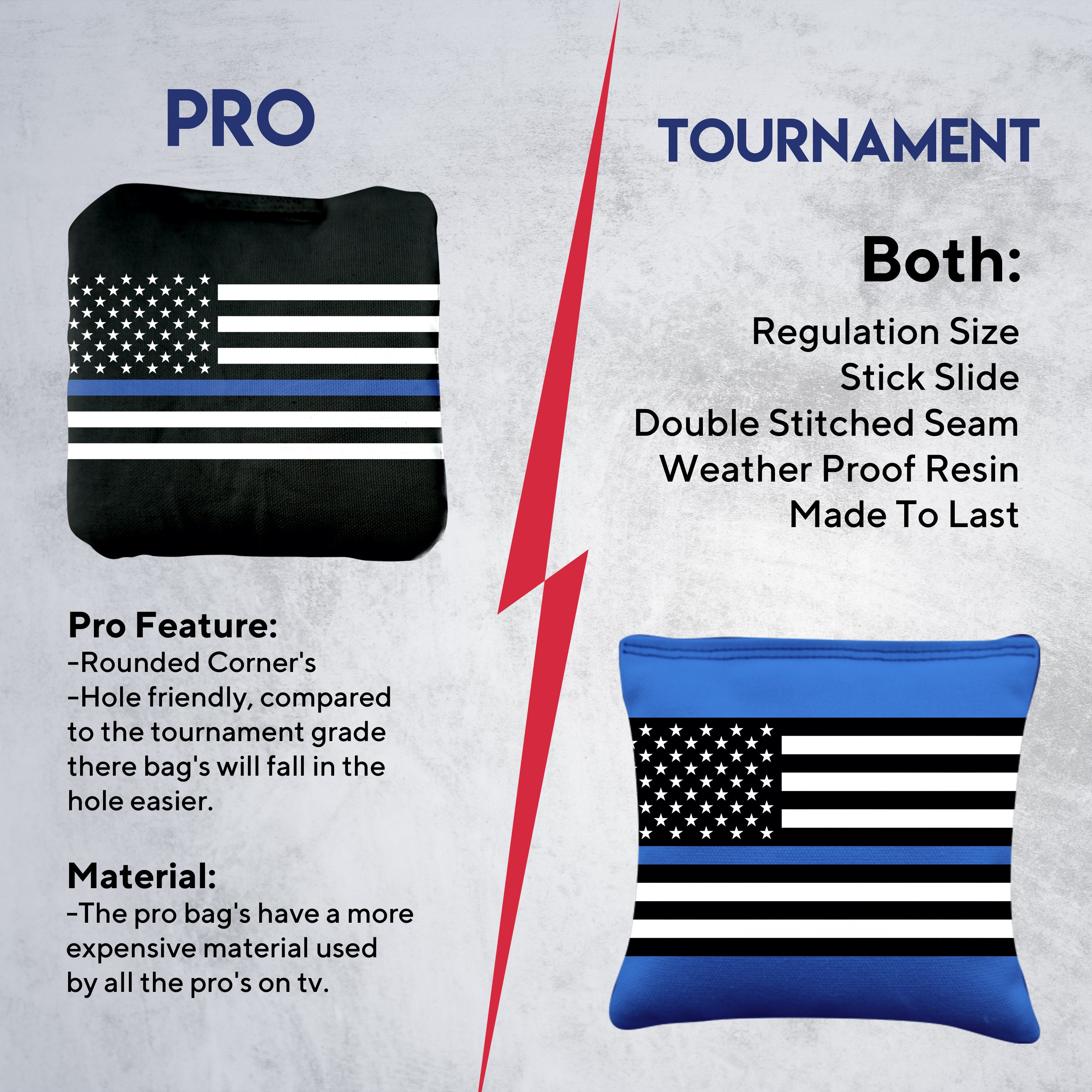 Blue Lines Flag Cornhole Bags - Set of 8