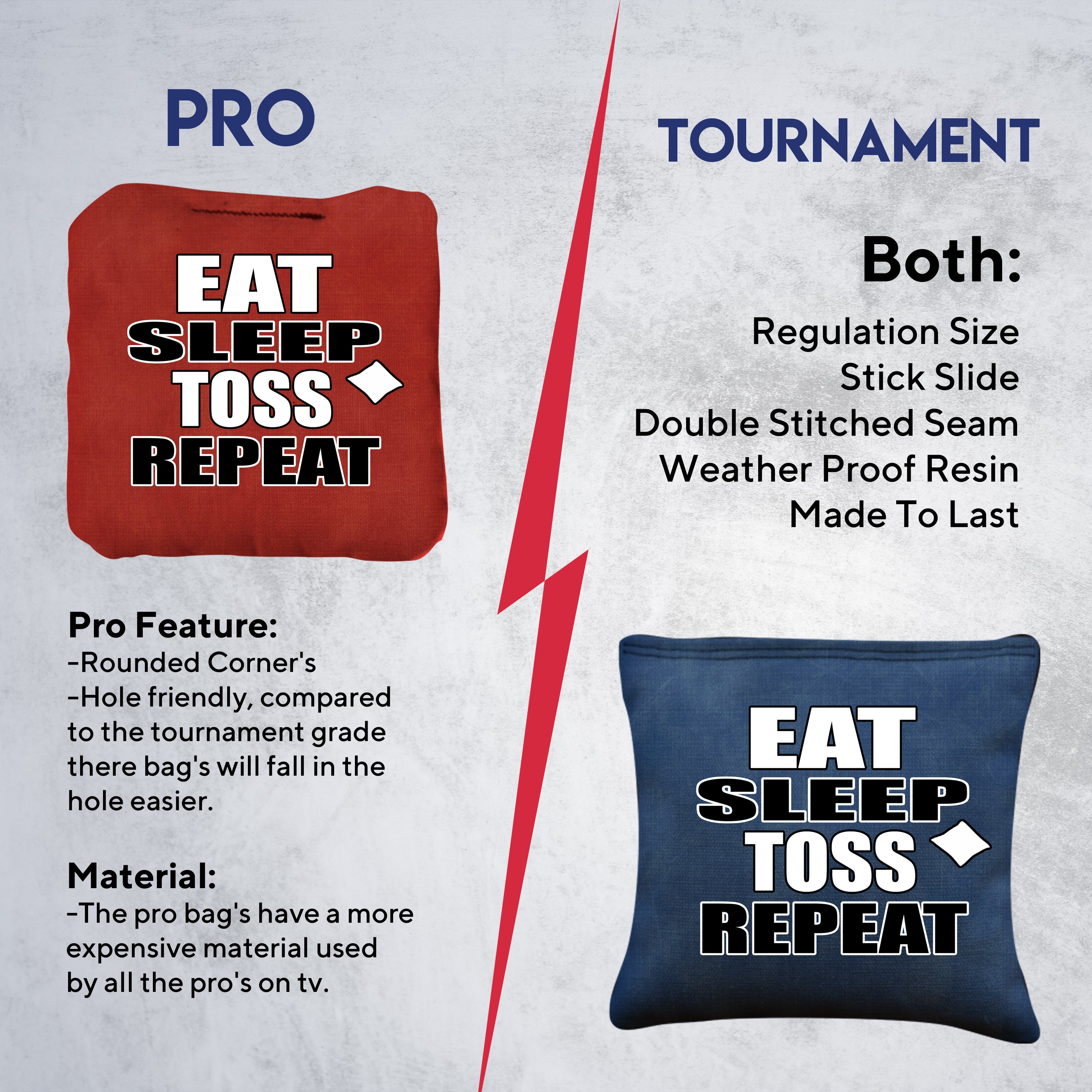 Eat Sleep Toss Repeat Cornhole Bags - Set of 8