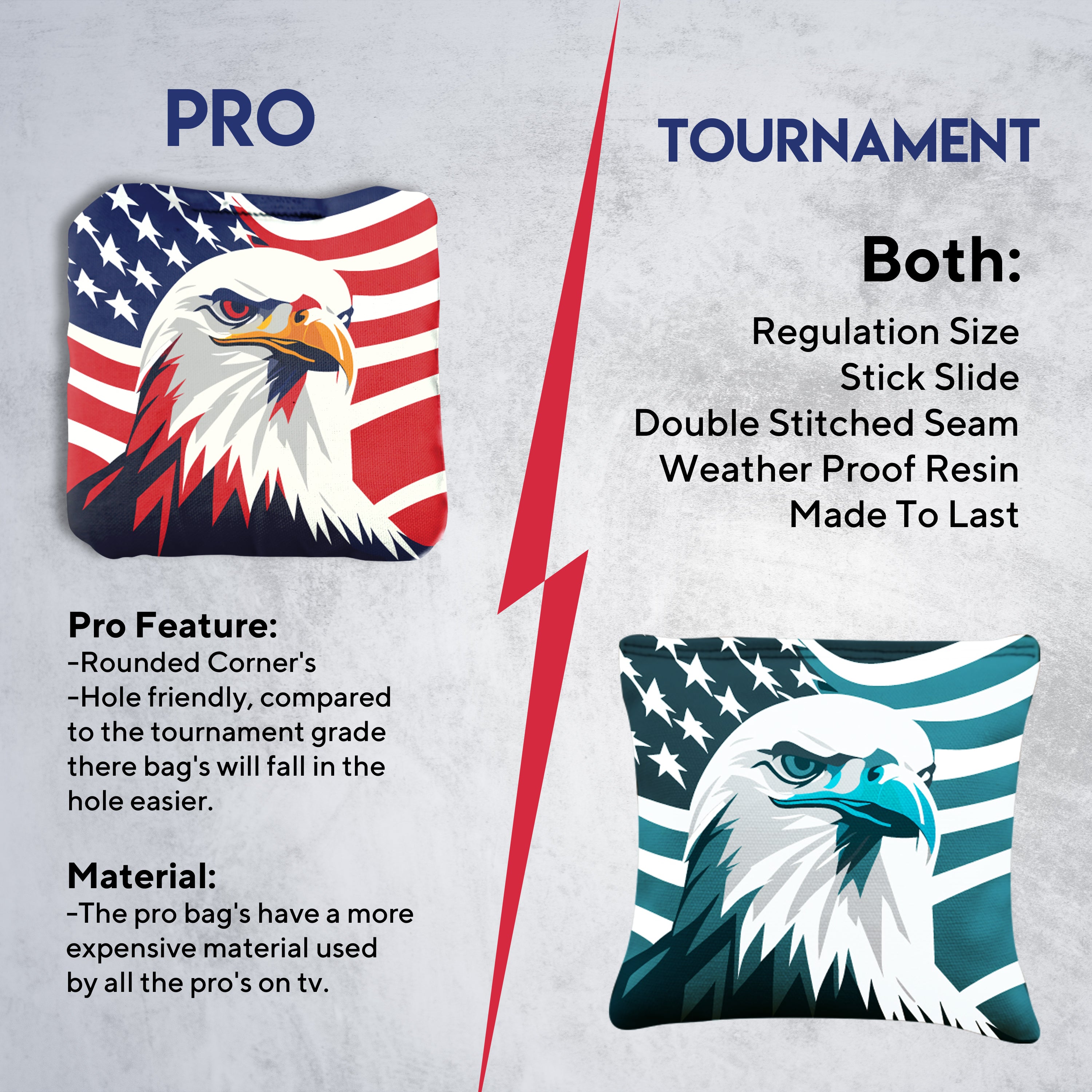 Red Blue Eagle Cornhole Bags - Set of 8