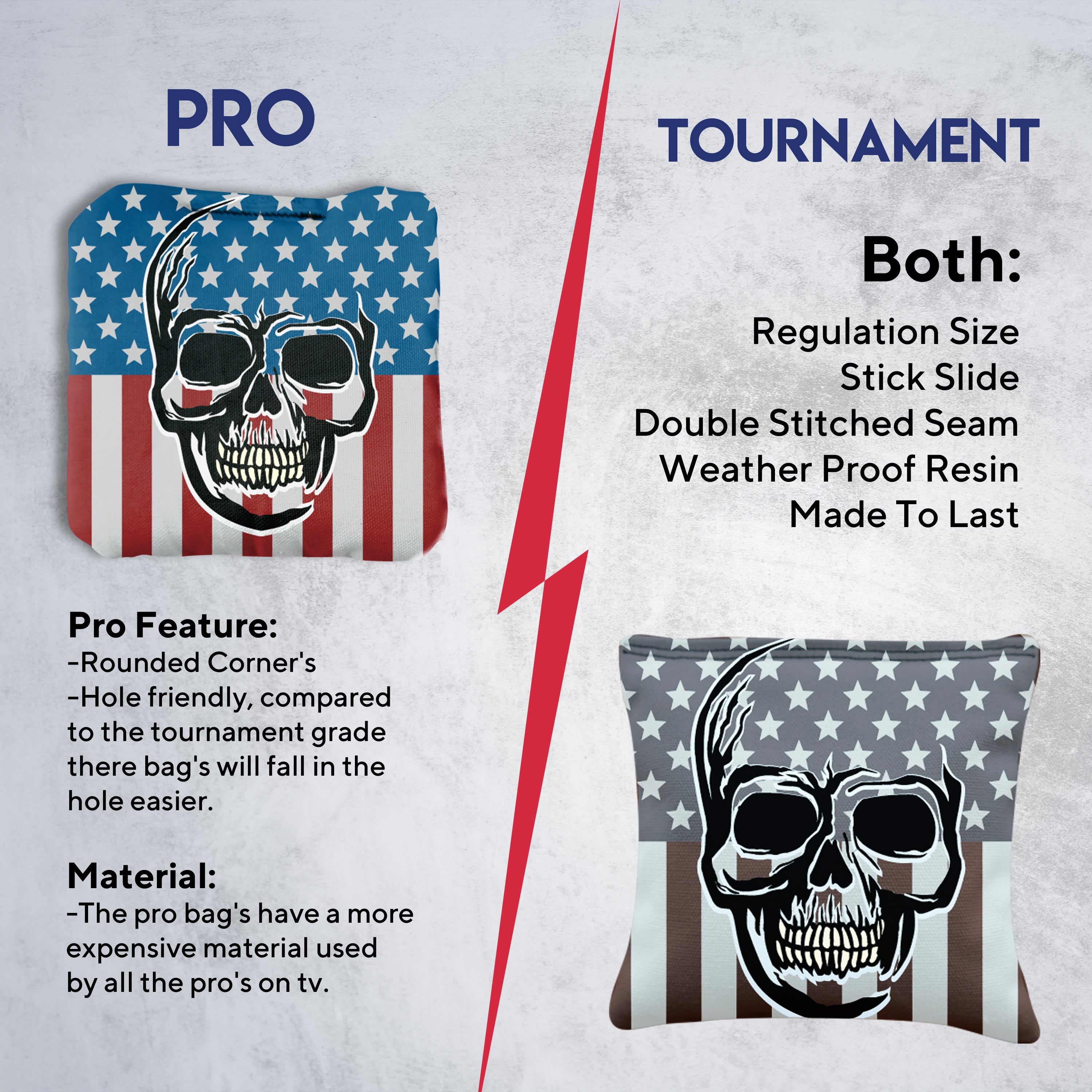 Skull Over Flag Cornhole Bags - Set of 8