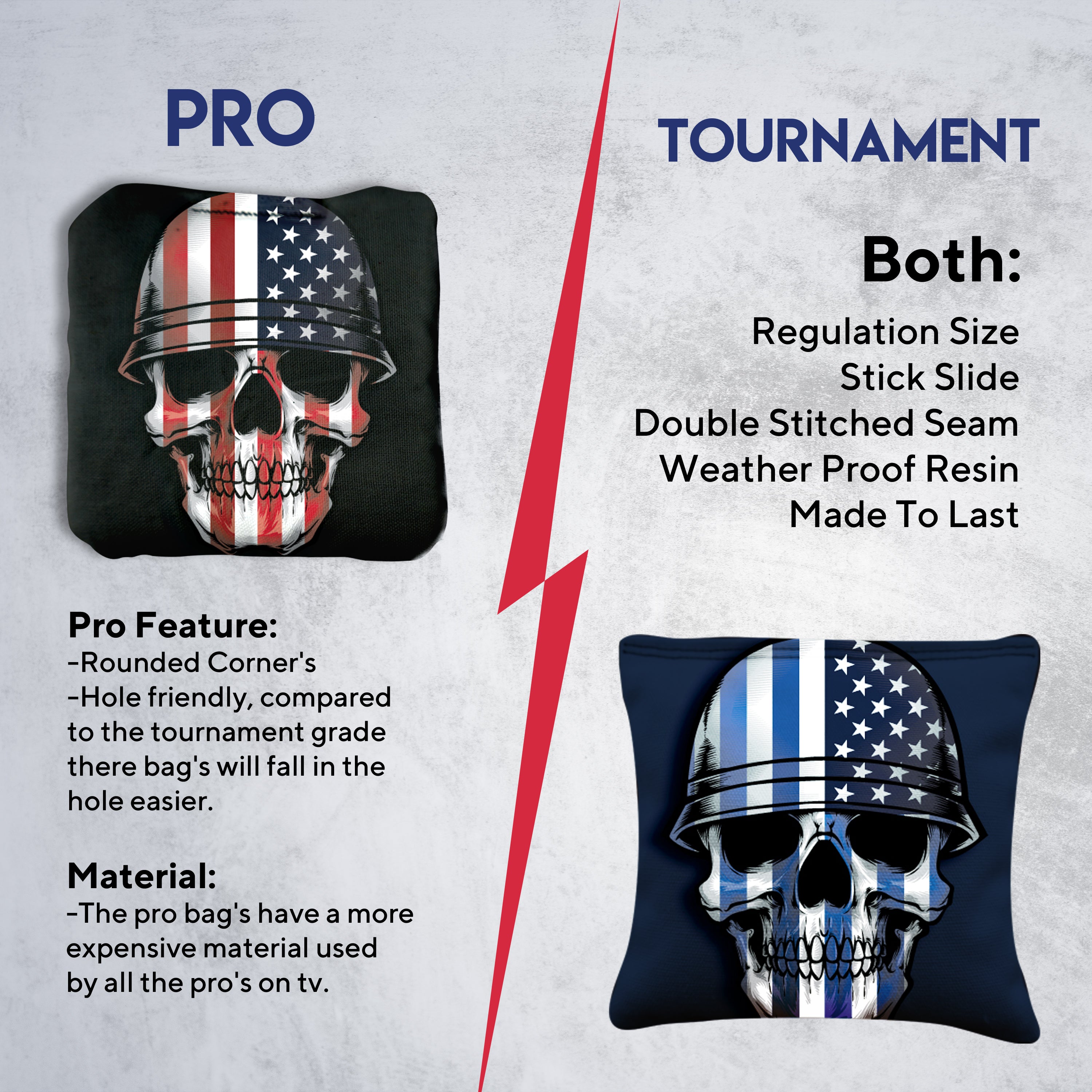 Soldier Flag Skull Cornhole Bags - Set of 8
