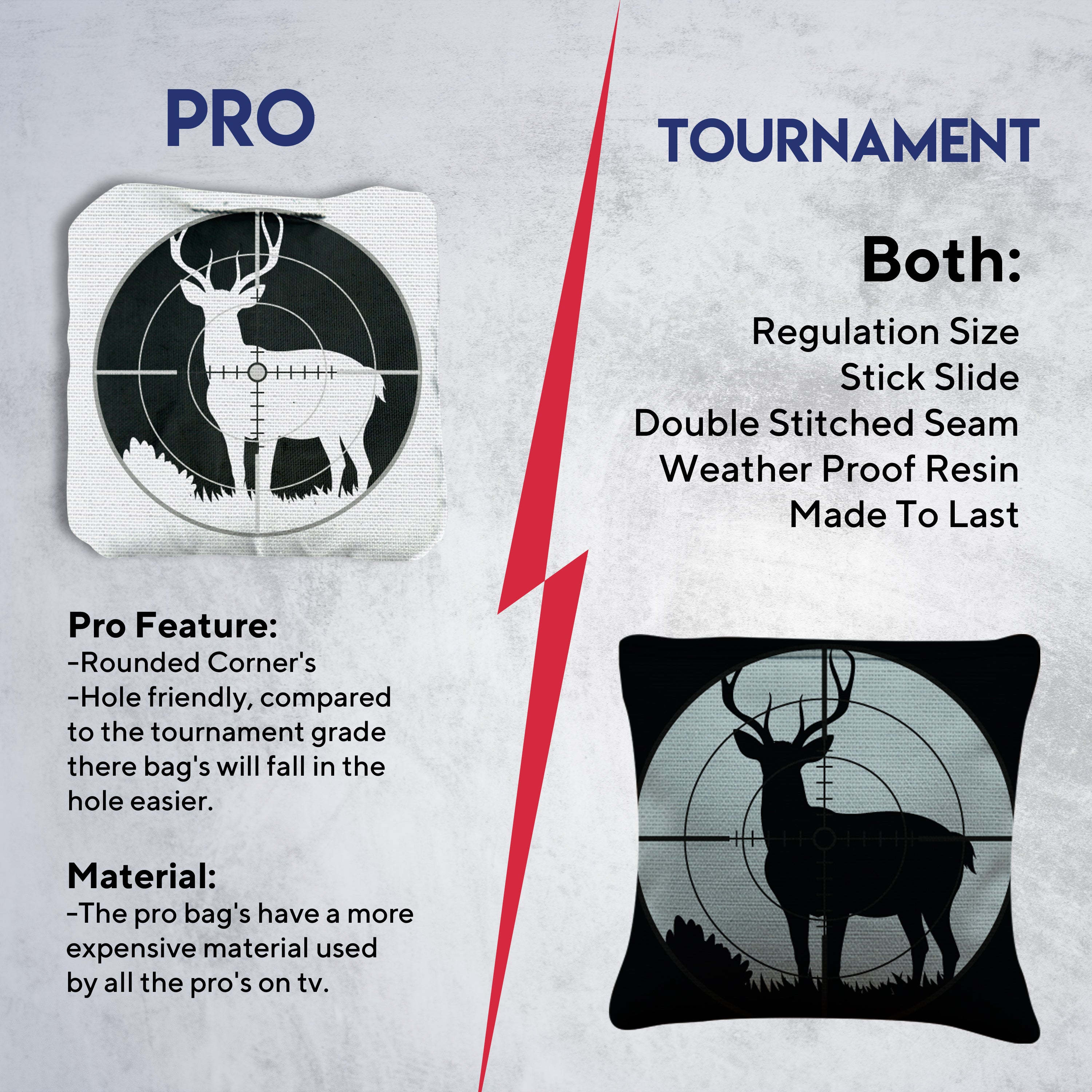 Black White Deer in Scope Cornhole Bags - Set of 8