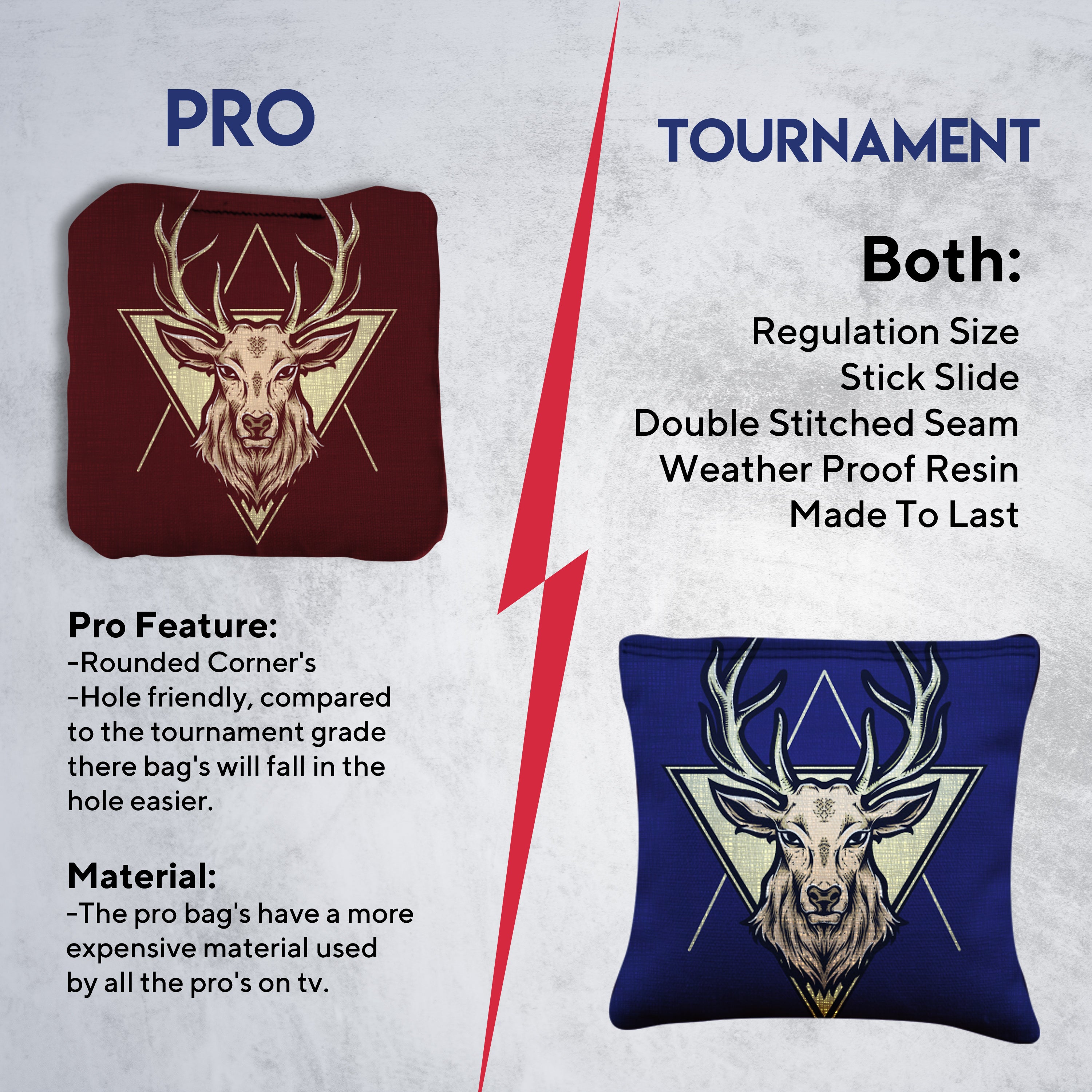 Red Blue Deer Cornhole Bags - Set of 8