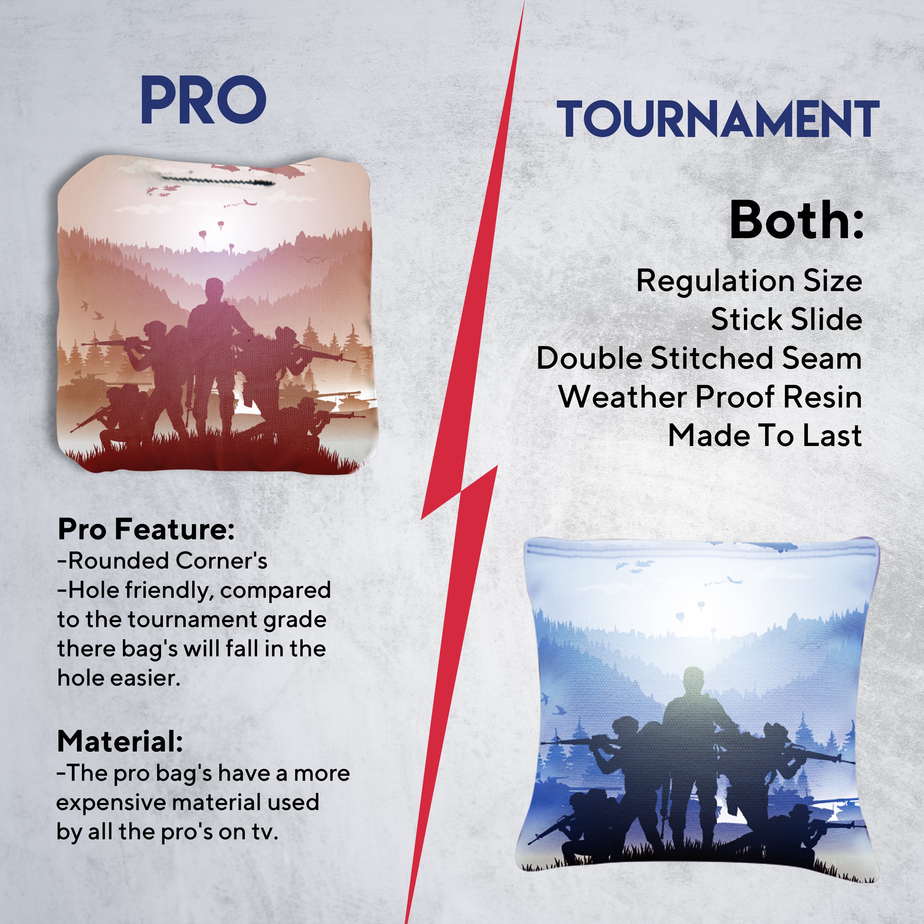 Red Blue Squad Cornhole Bags - Set of 8