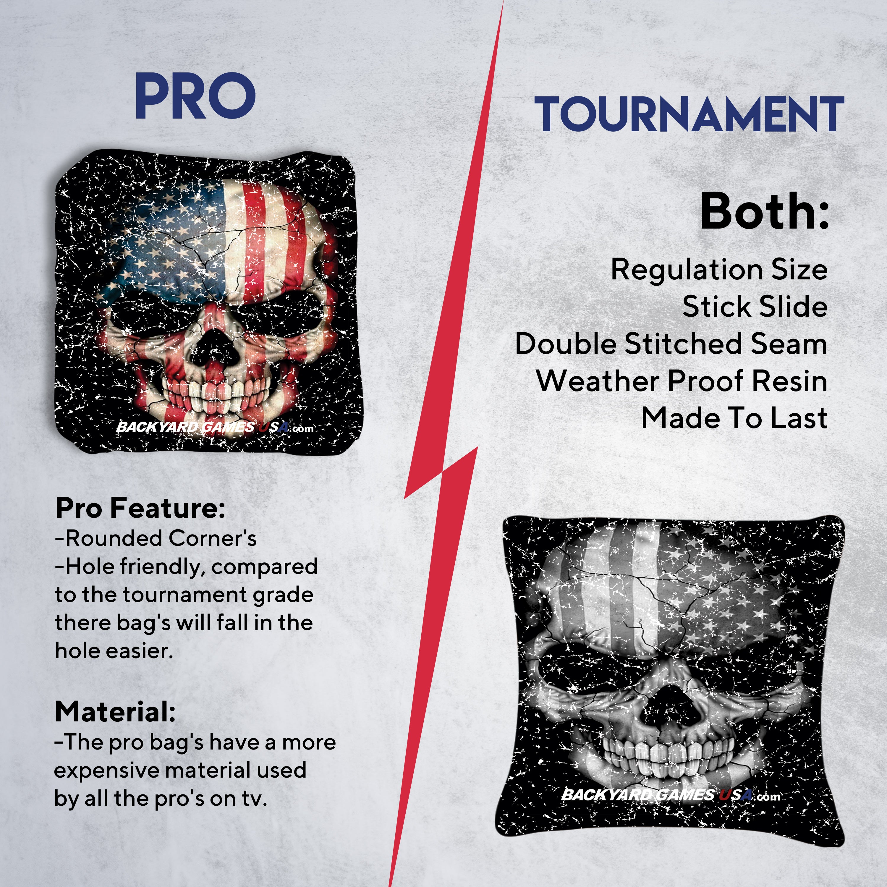 Red Grey Skull Cornhole Bags - Set of 8