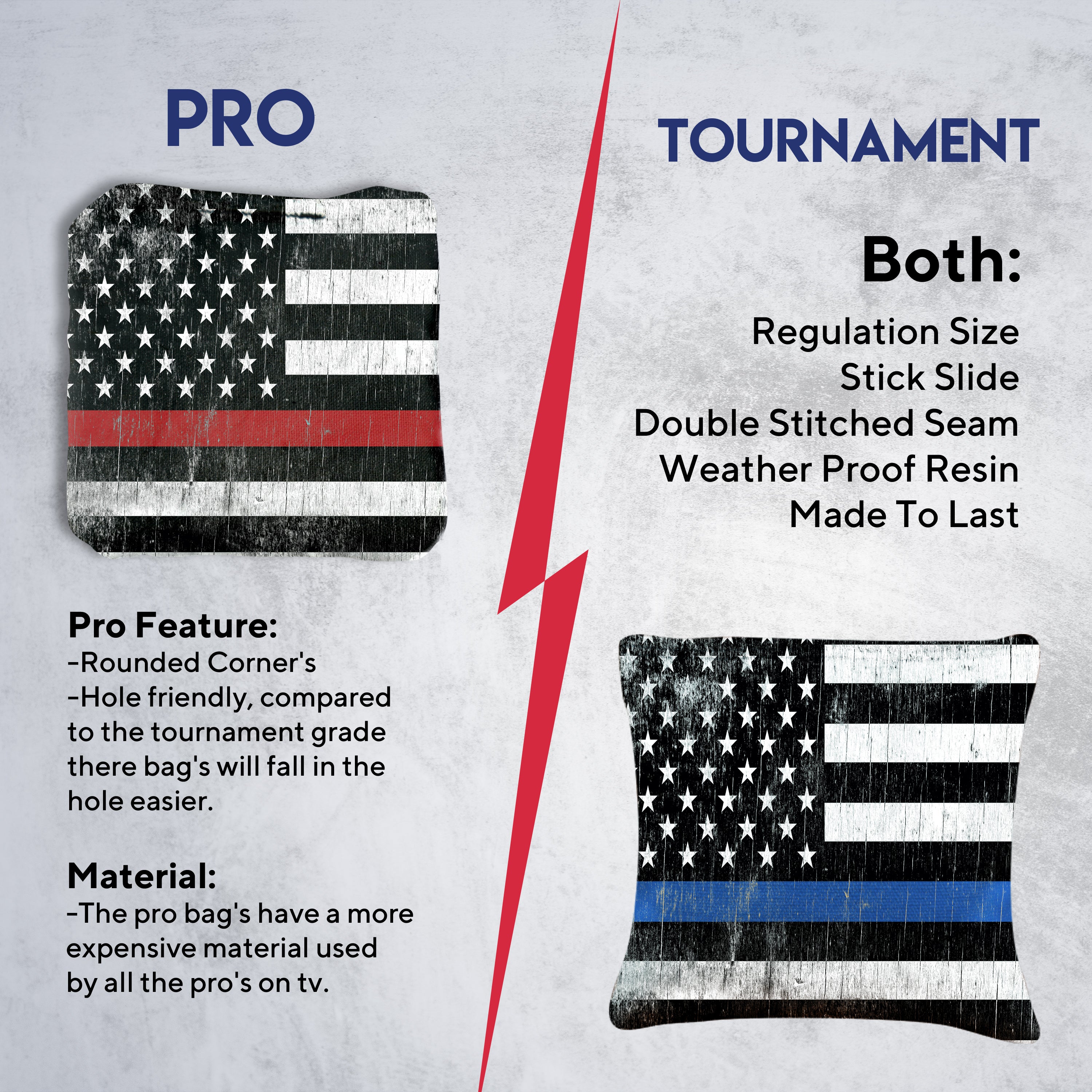 Red Blue Lines Cornhole Bags - Set of 8