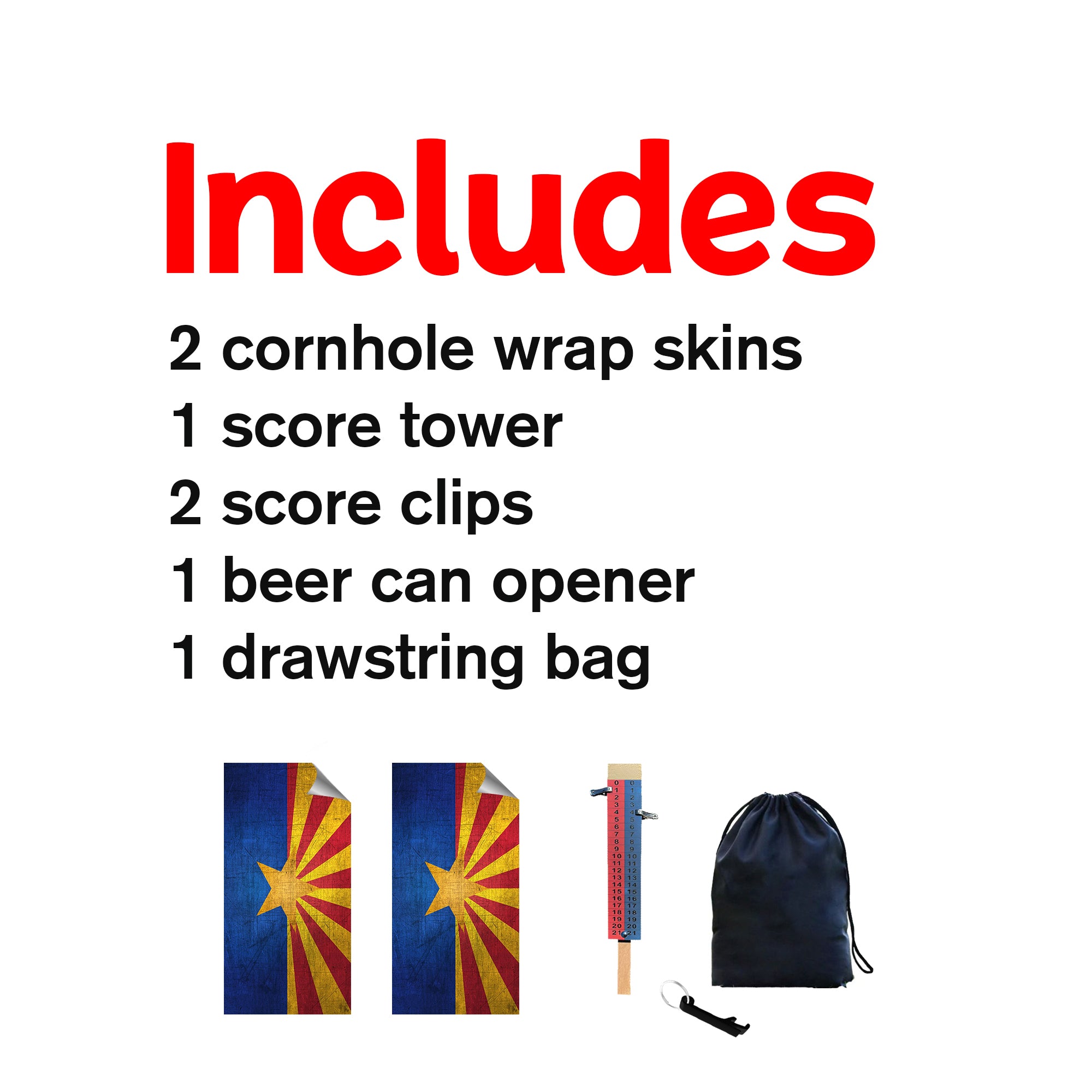 Arizona Classic State Flag Cornhole Boards Wraps (Set of 2)