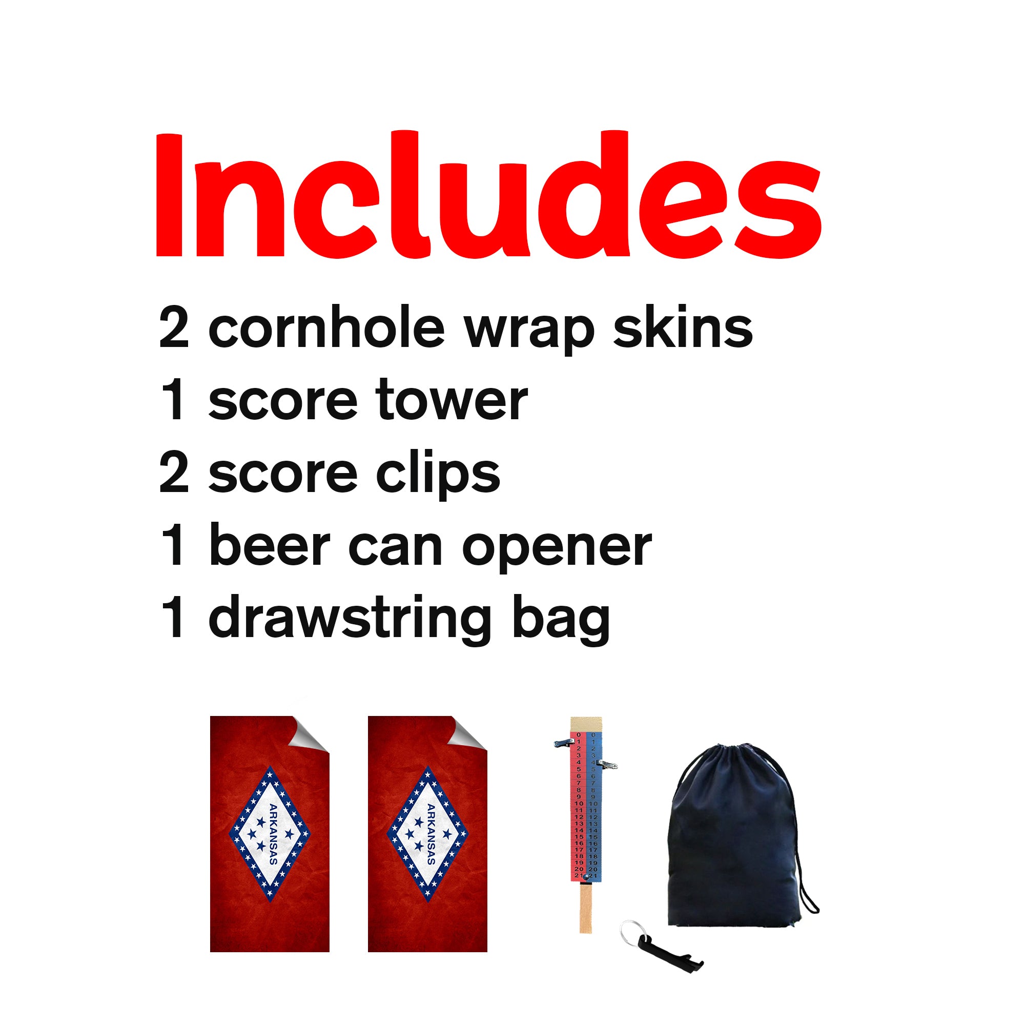 Arkansa Classic State Flag Cornhole Boards Wraps (Set of 2)