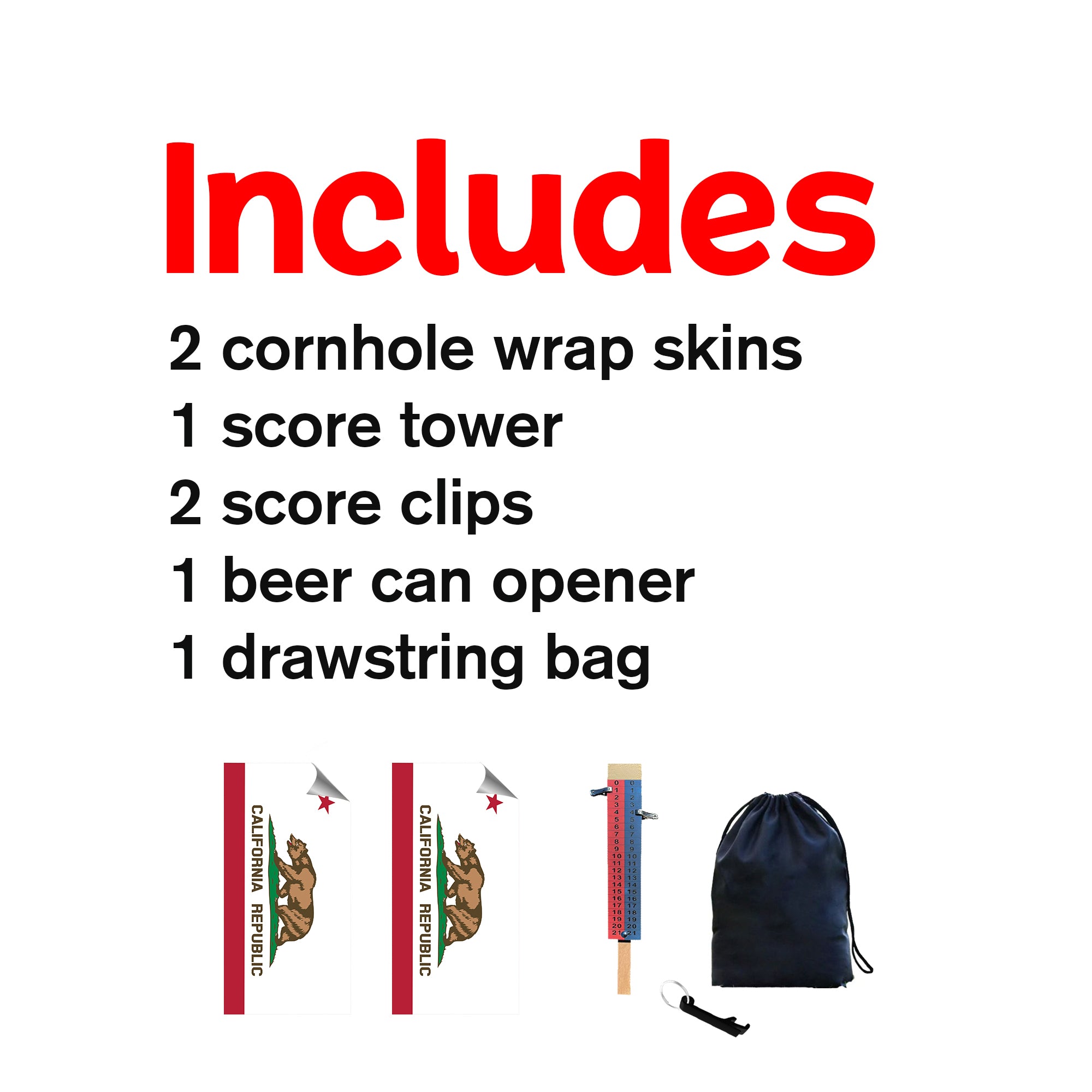 California Classic State Flag Cornhole Boards Wraps (Set of 2)