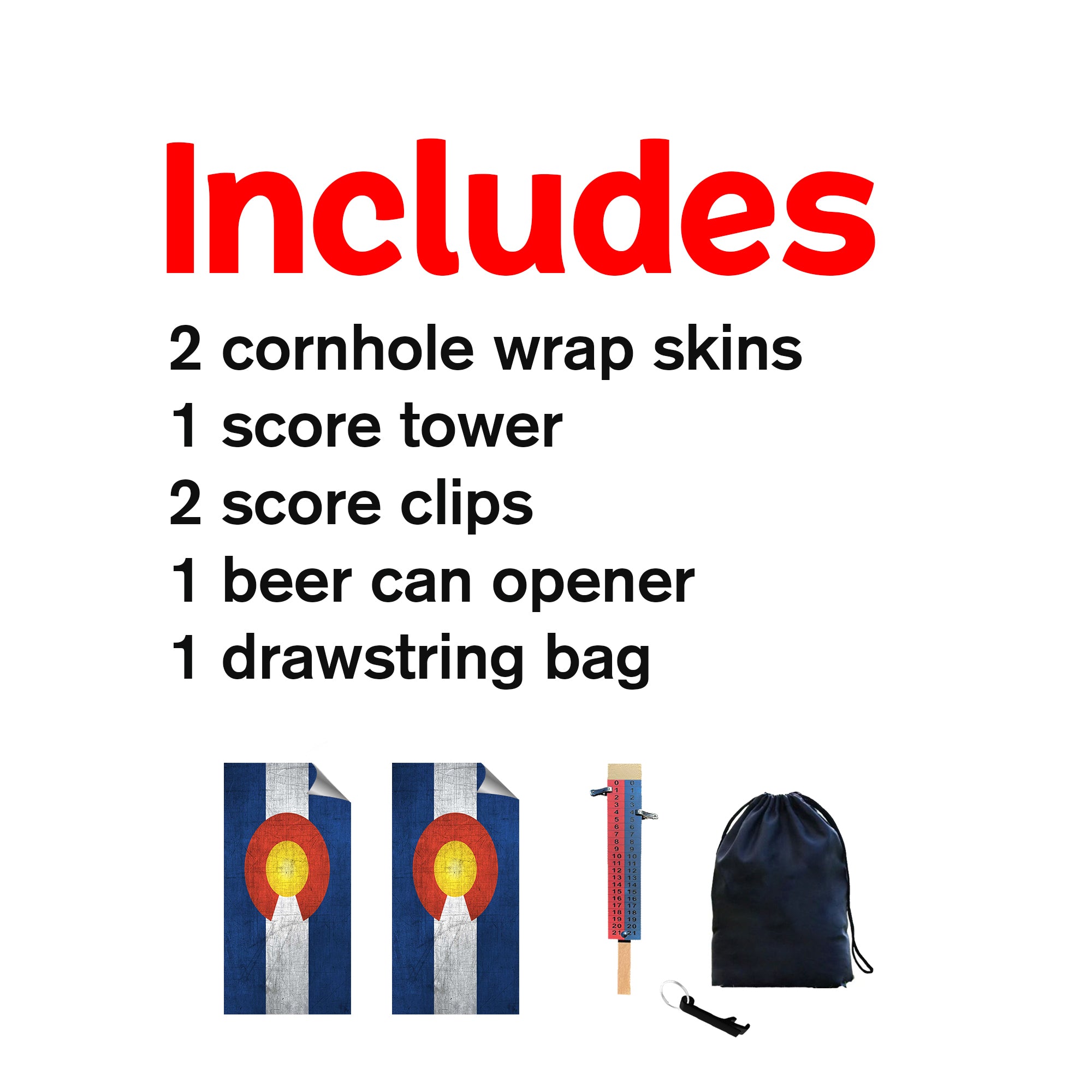 Colorado Classic State Flag Cornhole Boards Wraps (Set of 2)