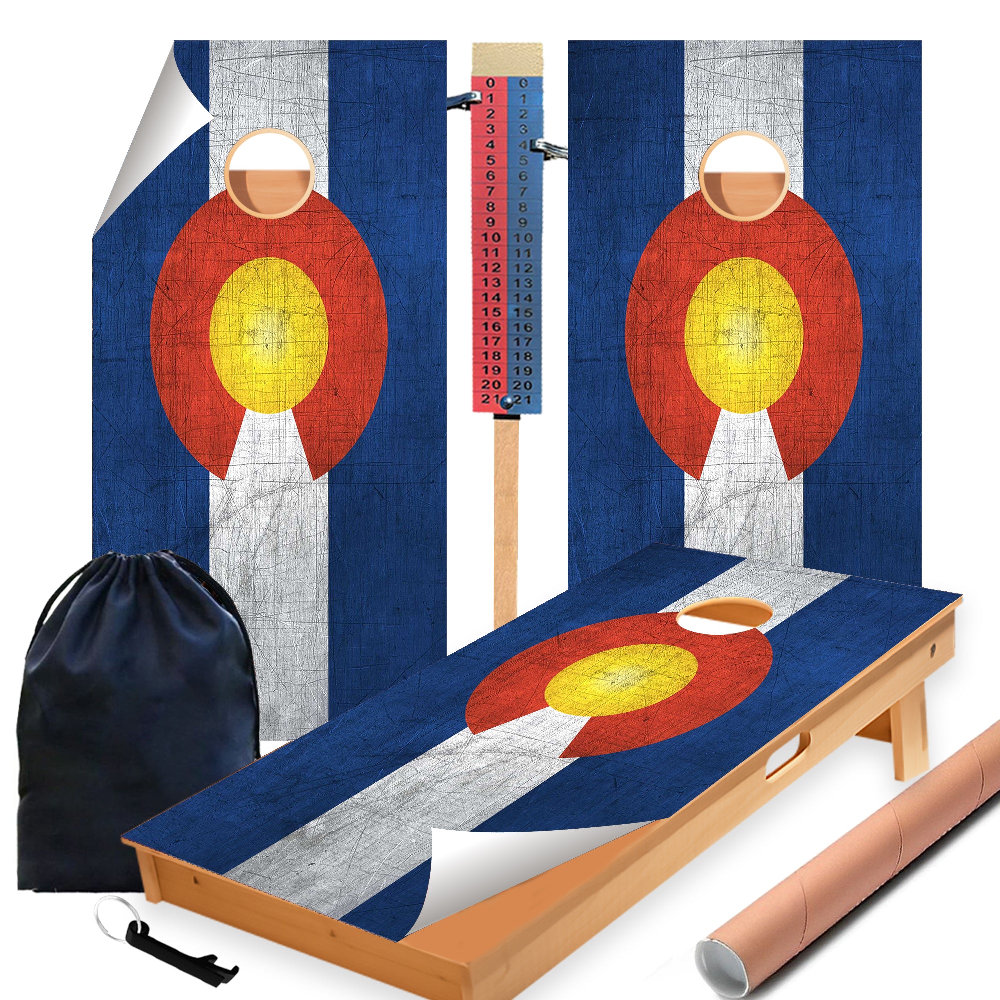 Colorado Classic State Flag Cornhole Boards Wraps (Set of 2)