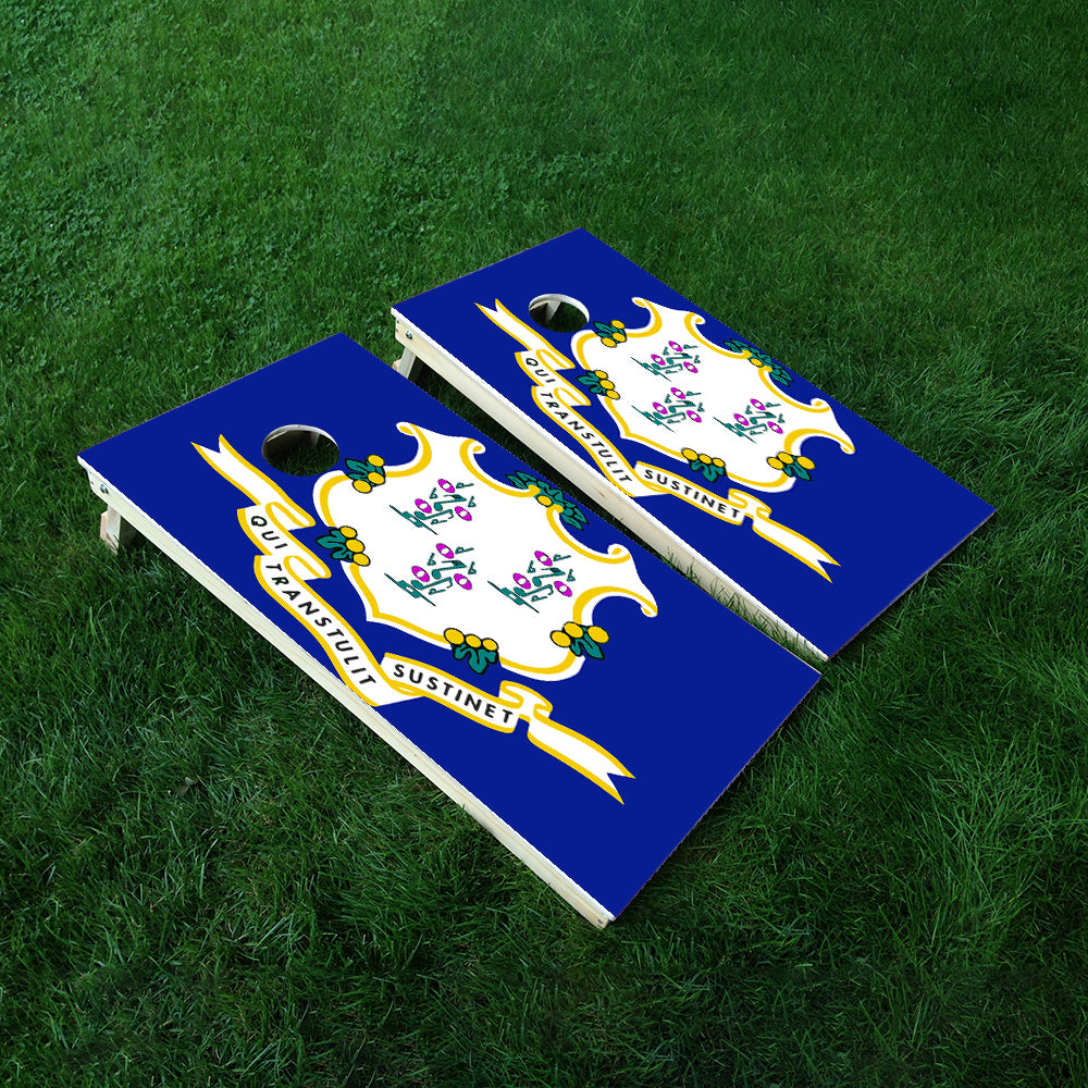 Connecticut Classic State Flag Cornhole Boards Wraps (Set of 2)