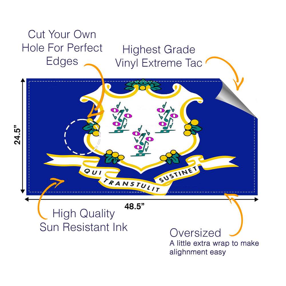 Connecticut Classic State Flag Cornhole Boards Wraps (Set of 2)