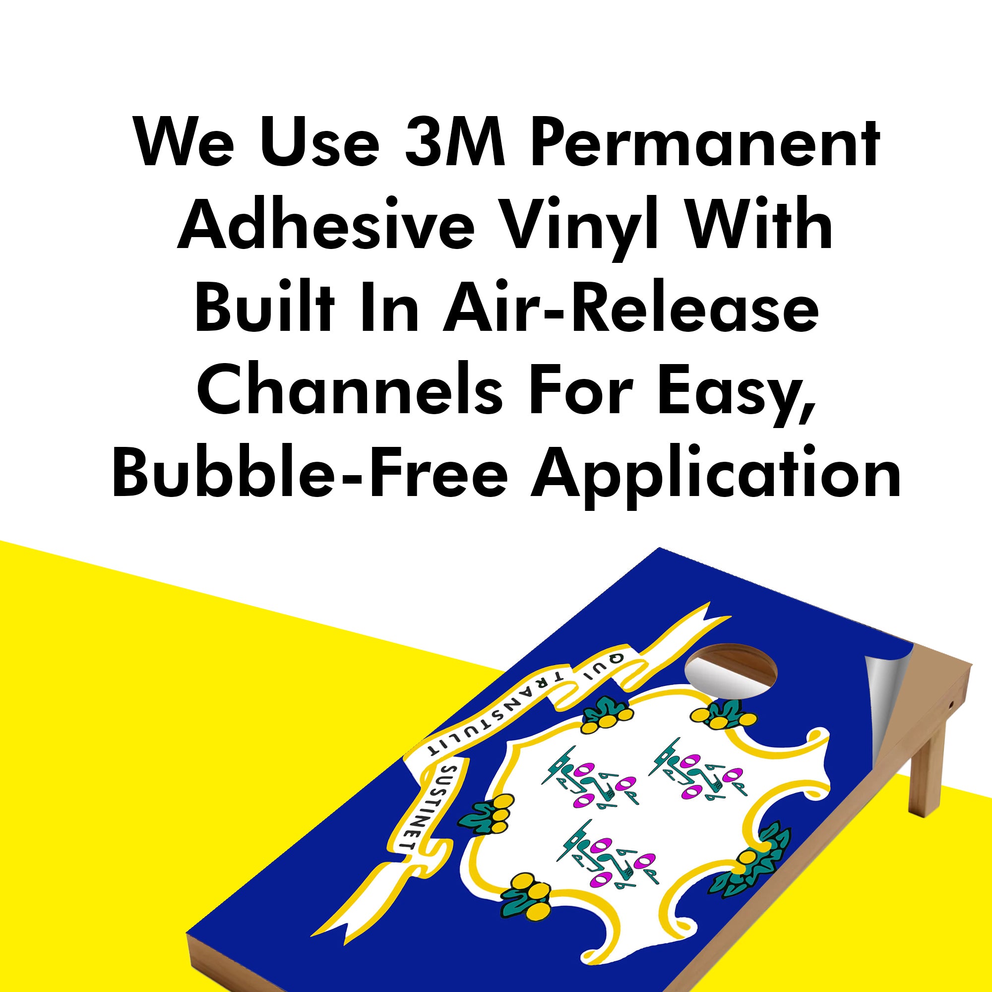 Connecticut Classic State Flag Cornhole Boards Wraps (Set of 2)