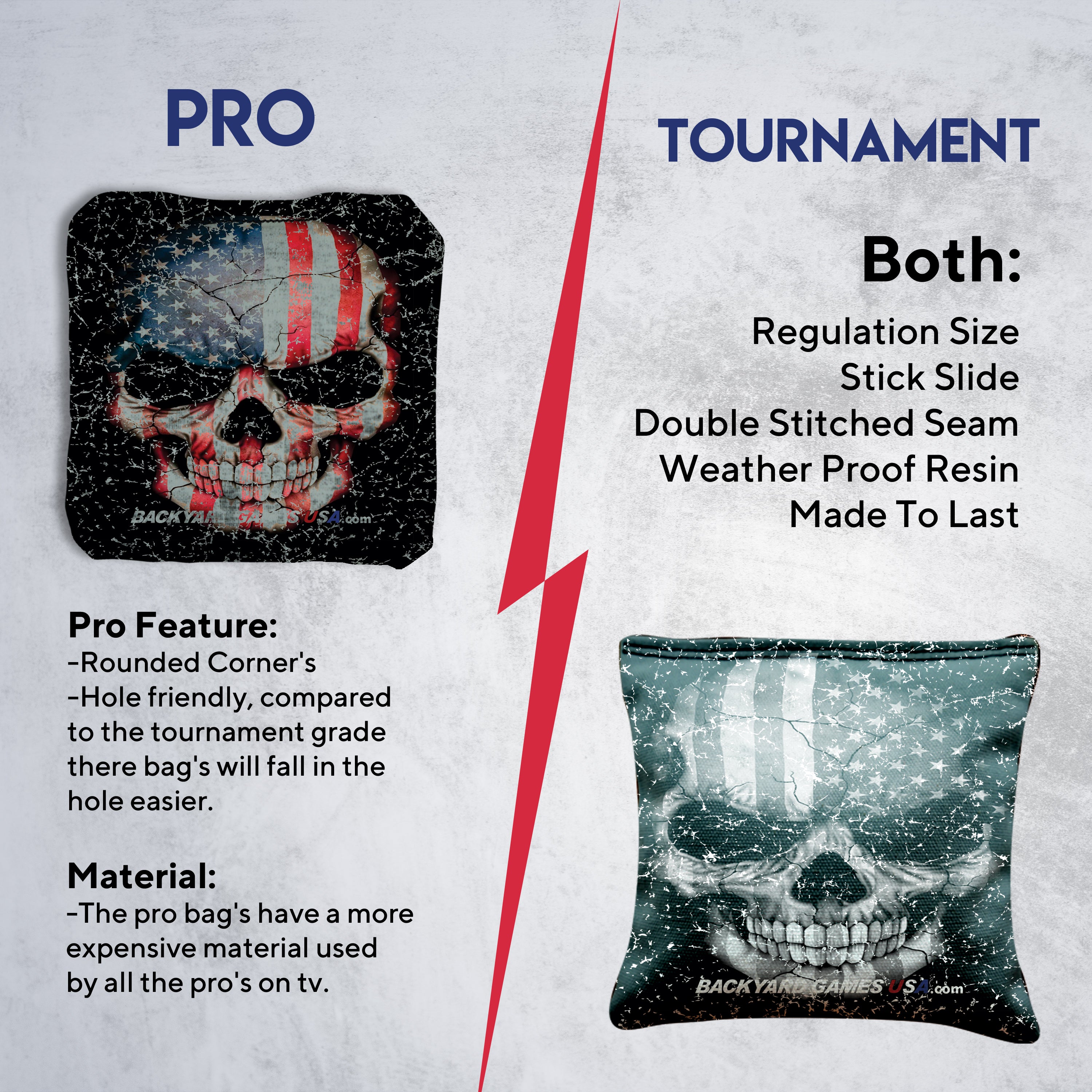 Red Grey Skull Cornhole Bags