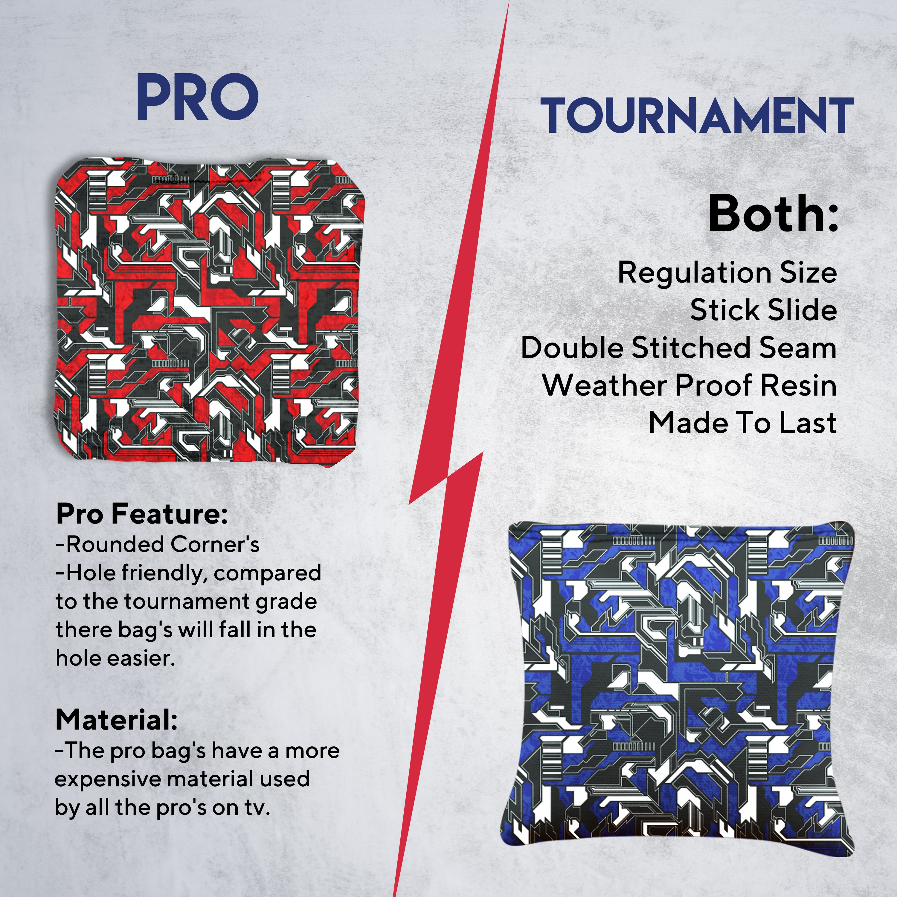 Blue Red Tech Fusion Cornhole Bags