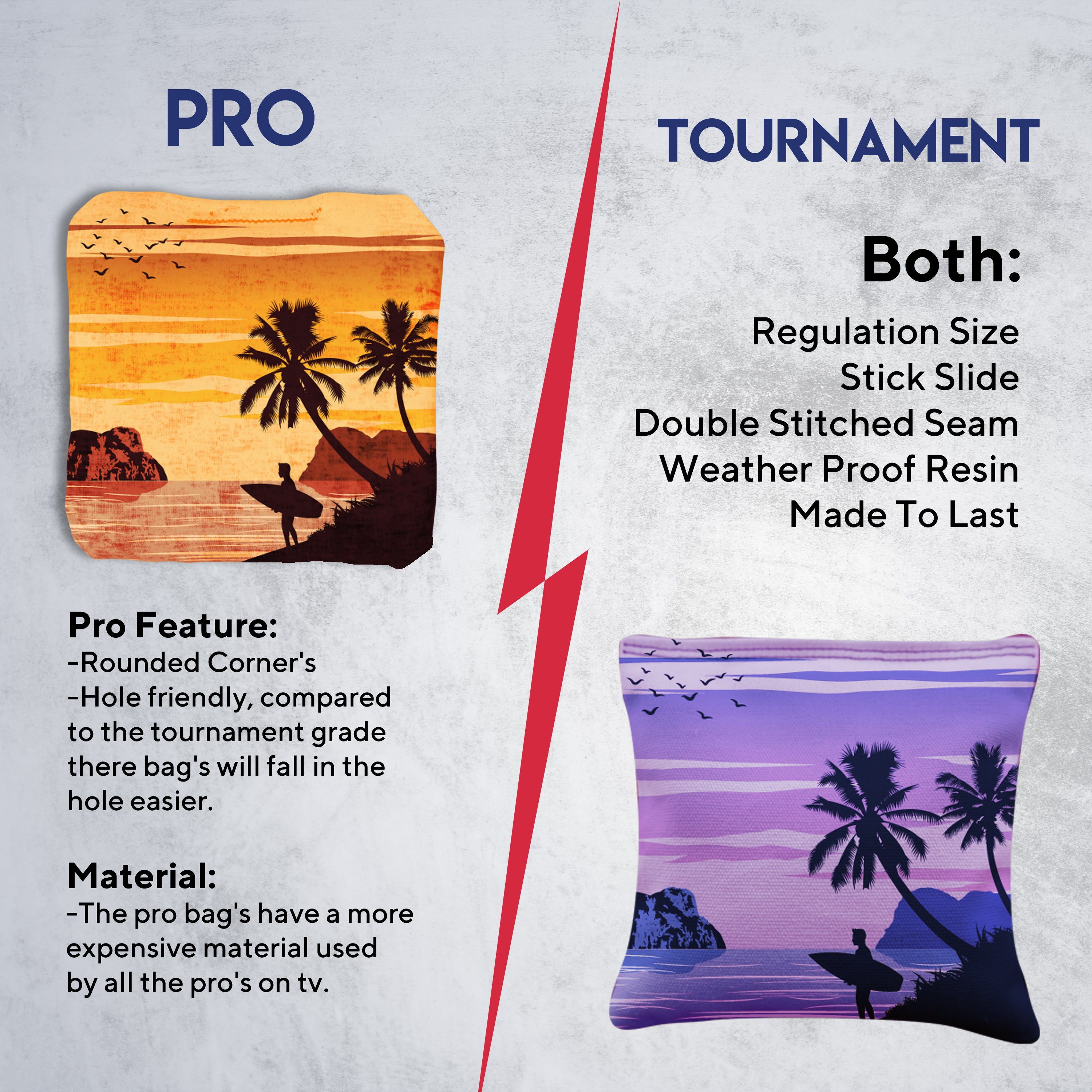 Orange Purple Beach Cornhole Bags