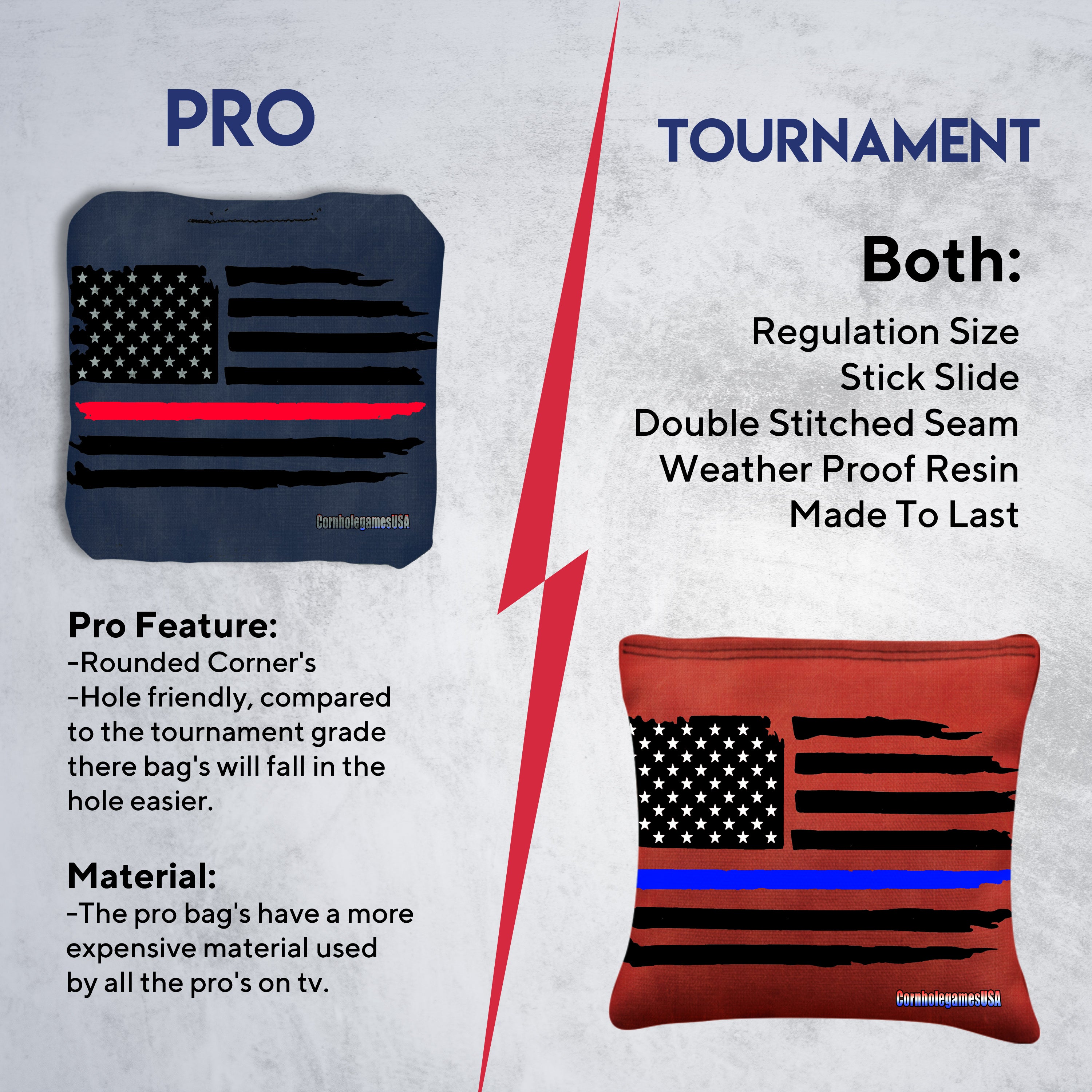 Blue Line Red Line Cornhole Bags