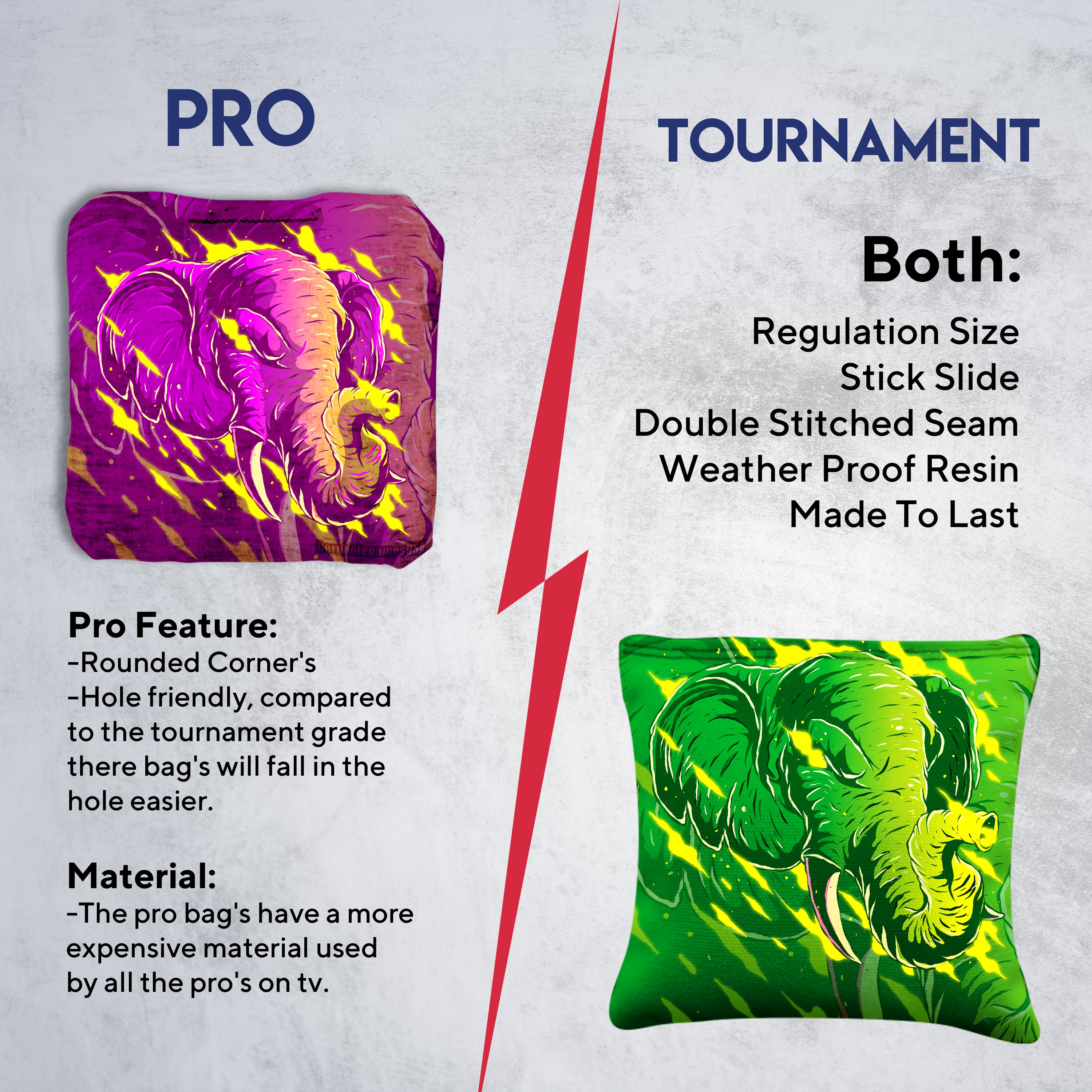 Purple Green Elephant Cornhole Bags