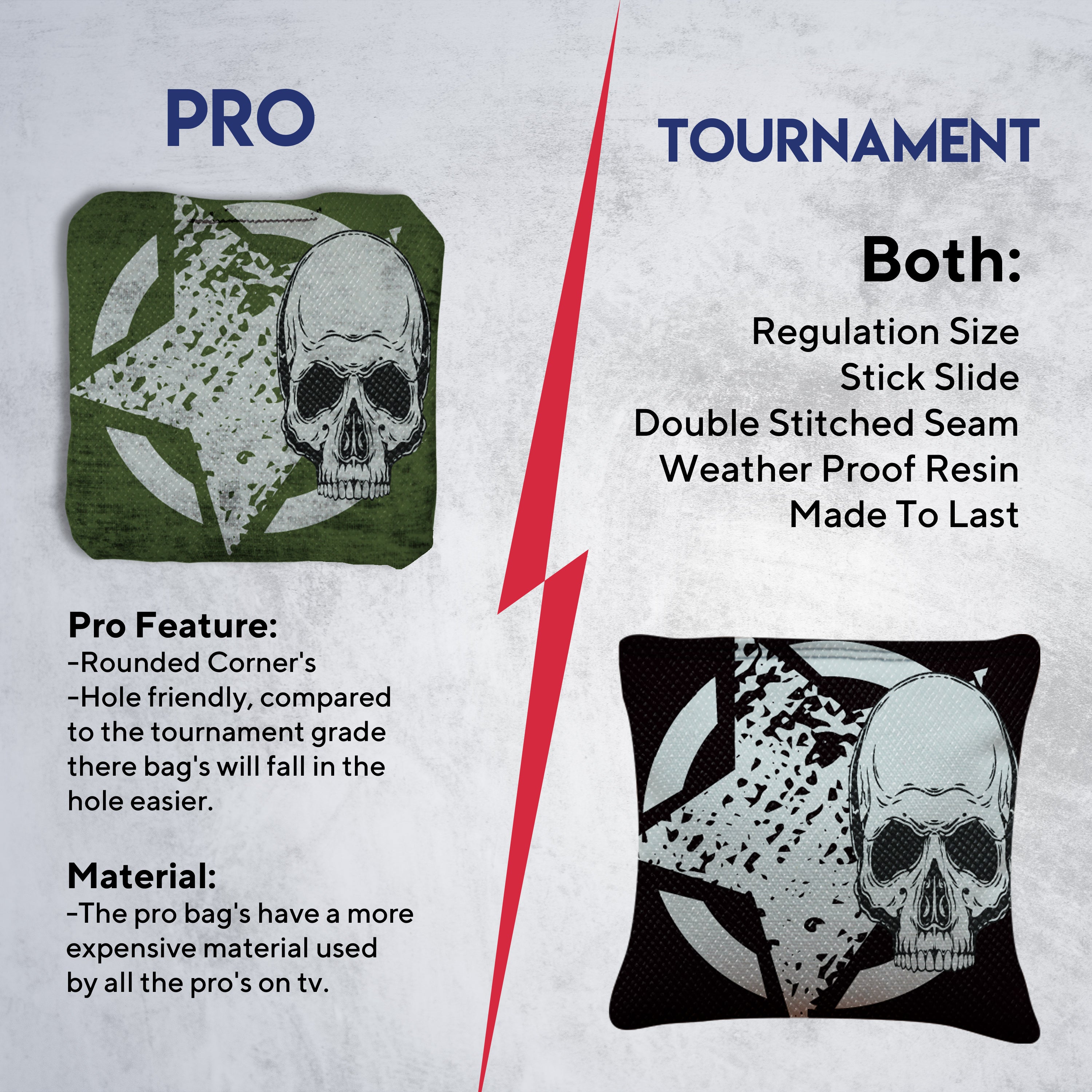 Black Green Star Skull Cornhole Bags