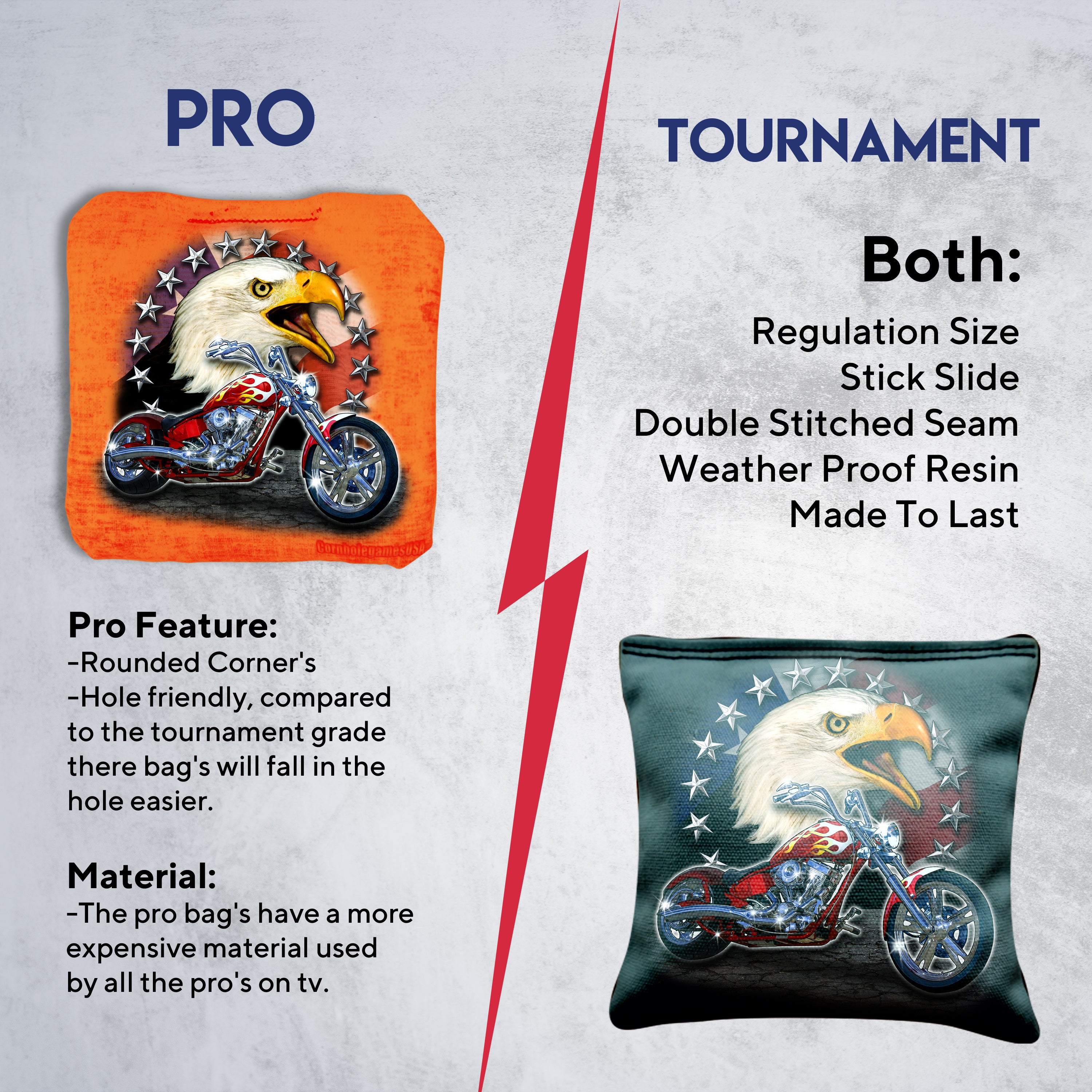 Motorcycle Bald Eagle Cornhole Bags