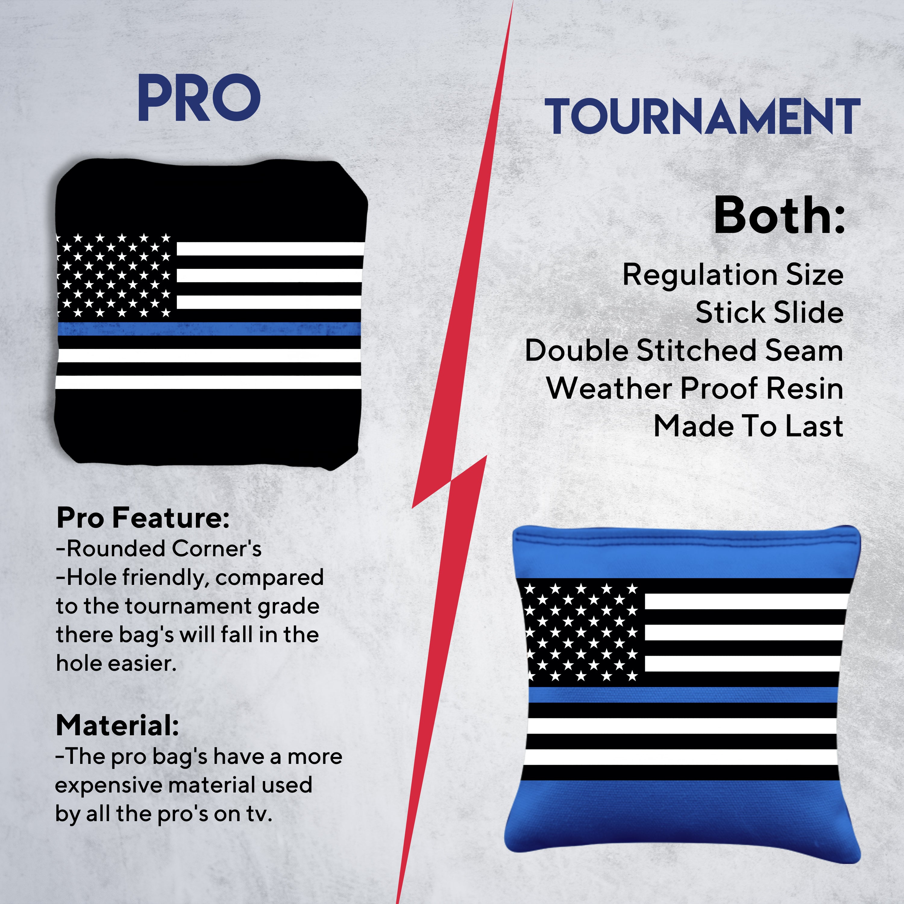 Blue Lines Flag Cornhole Bags