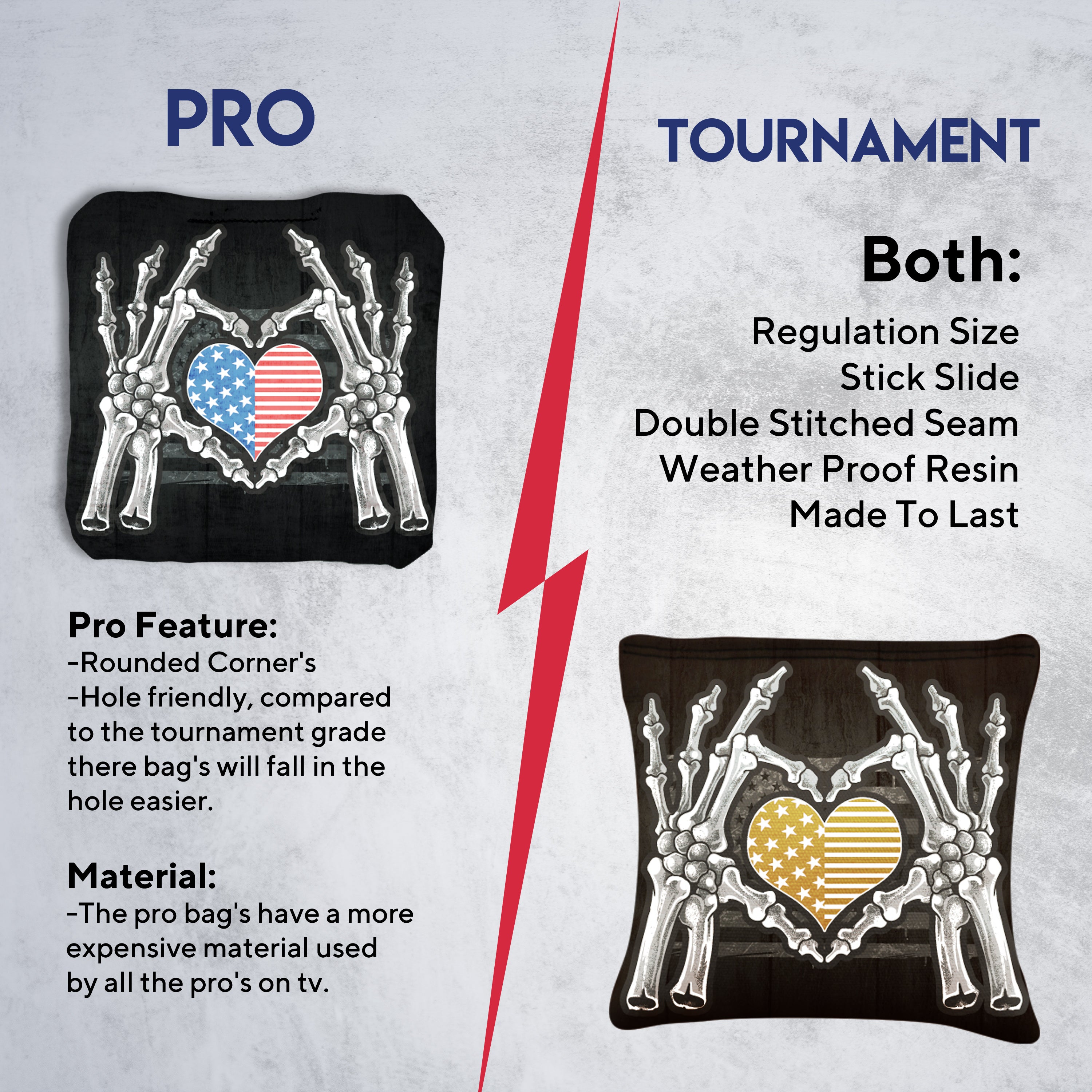 Bone Hand Heart Flag Cornhole Bags