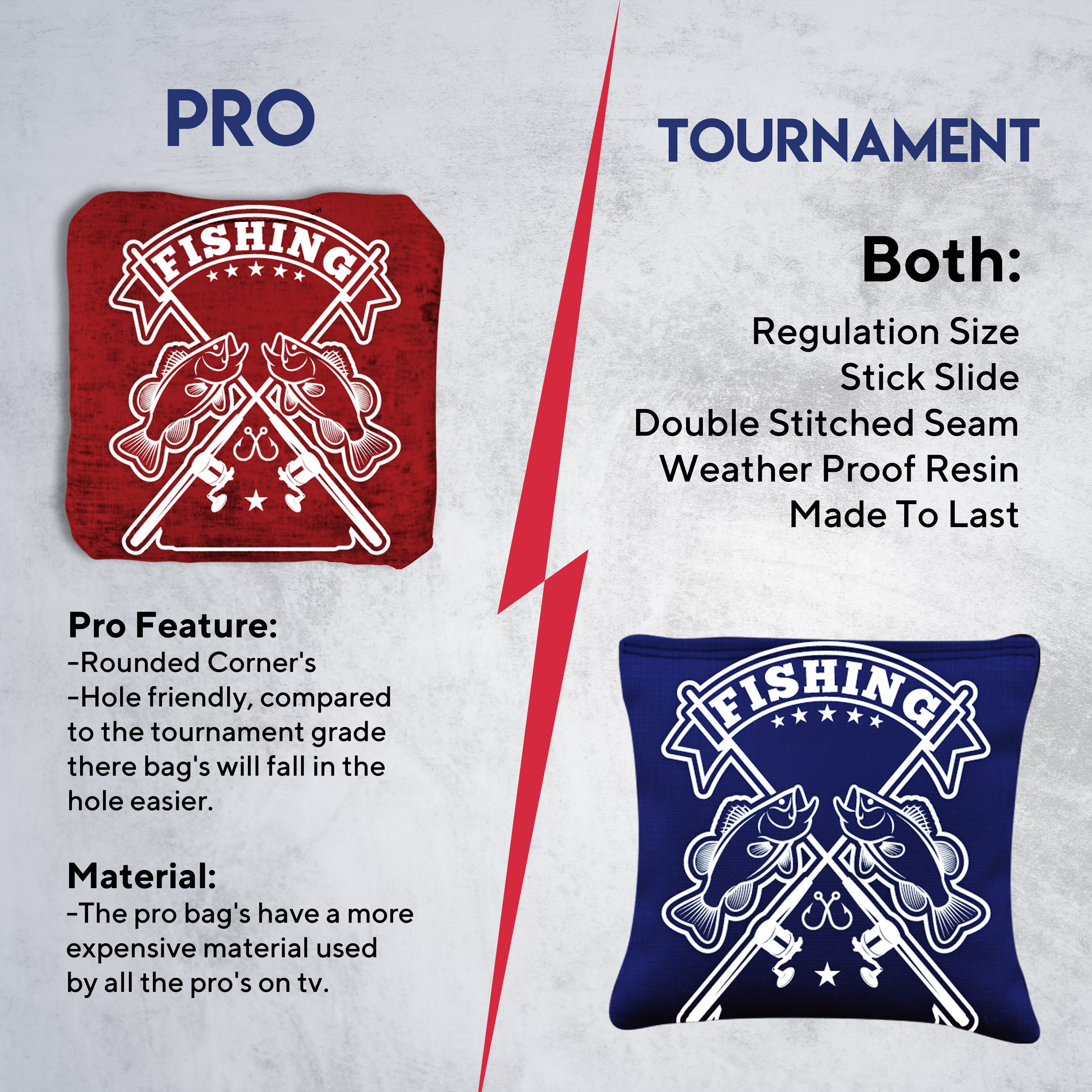 Red Blue Fish Logo Cornhole Bags