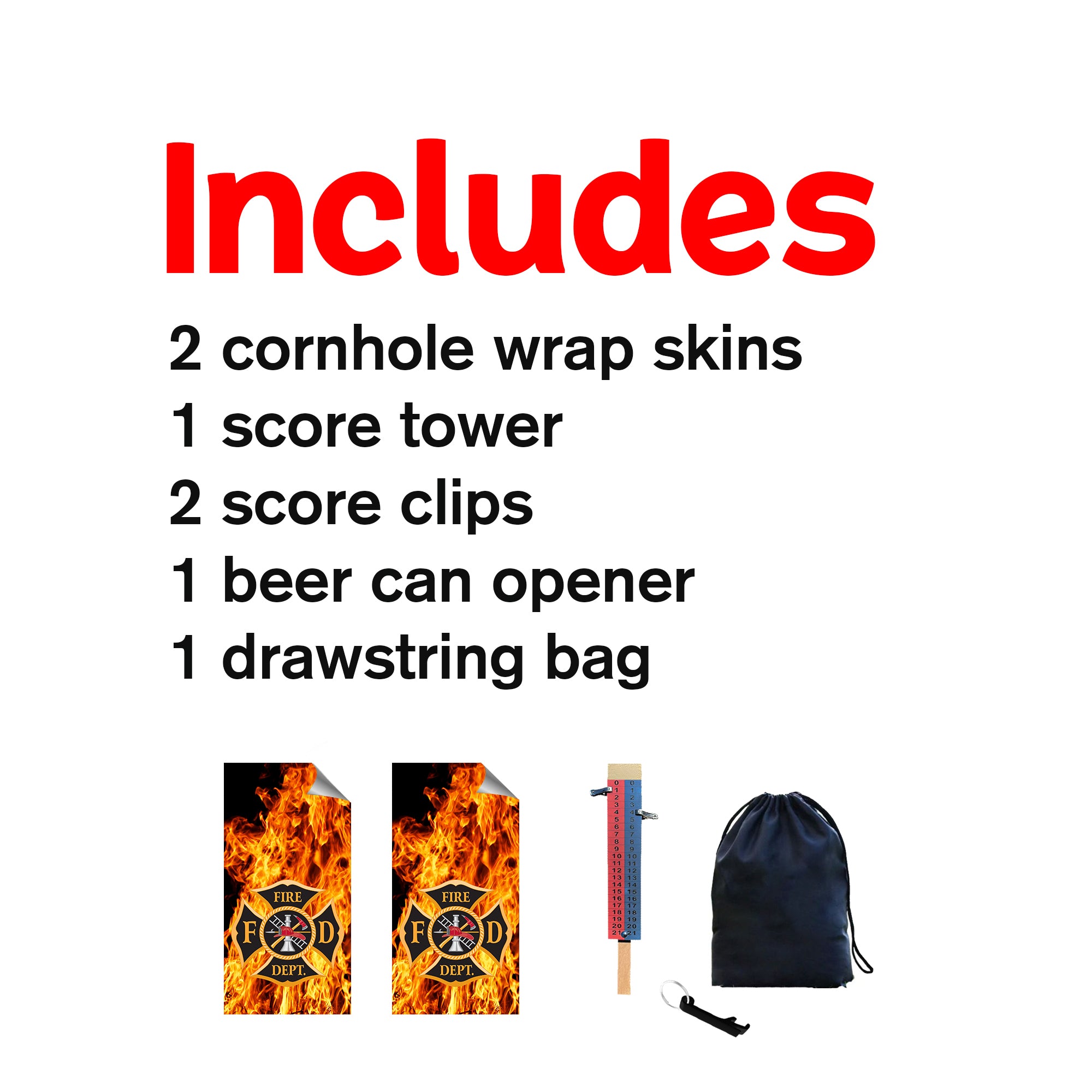 Fire Department Cornhole Boards Wraps (Set of 2)