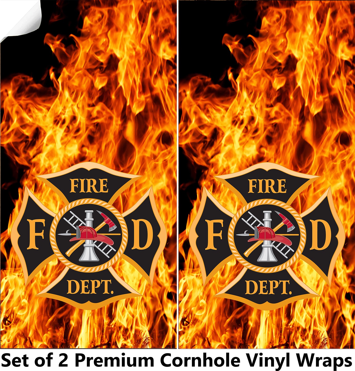 Fire Department Cornhole Boards Wraps (Set of 2)