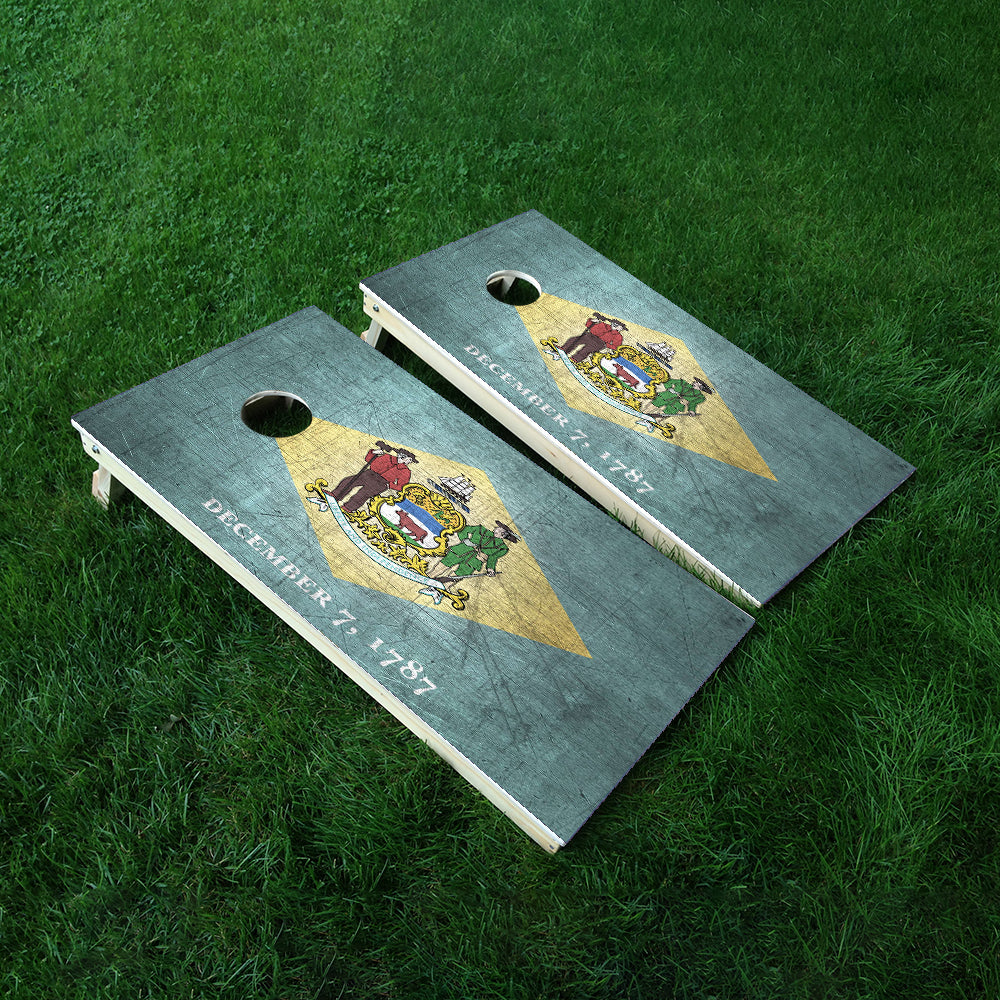 Delaware Classic State Flag Cornhole Boards Wraps (Set of 2)
