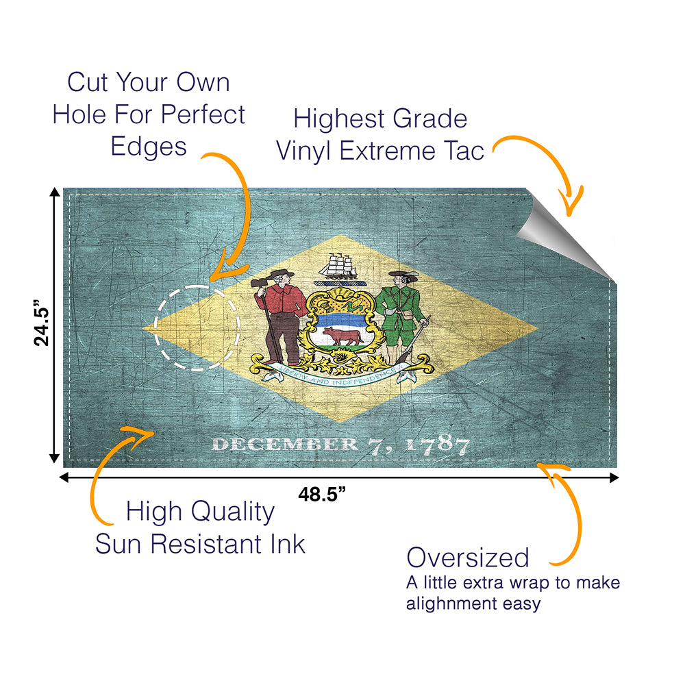 Delaware Classic State Flag Cornhole Boards Wraps (Set of 2)