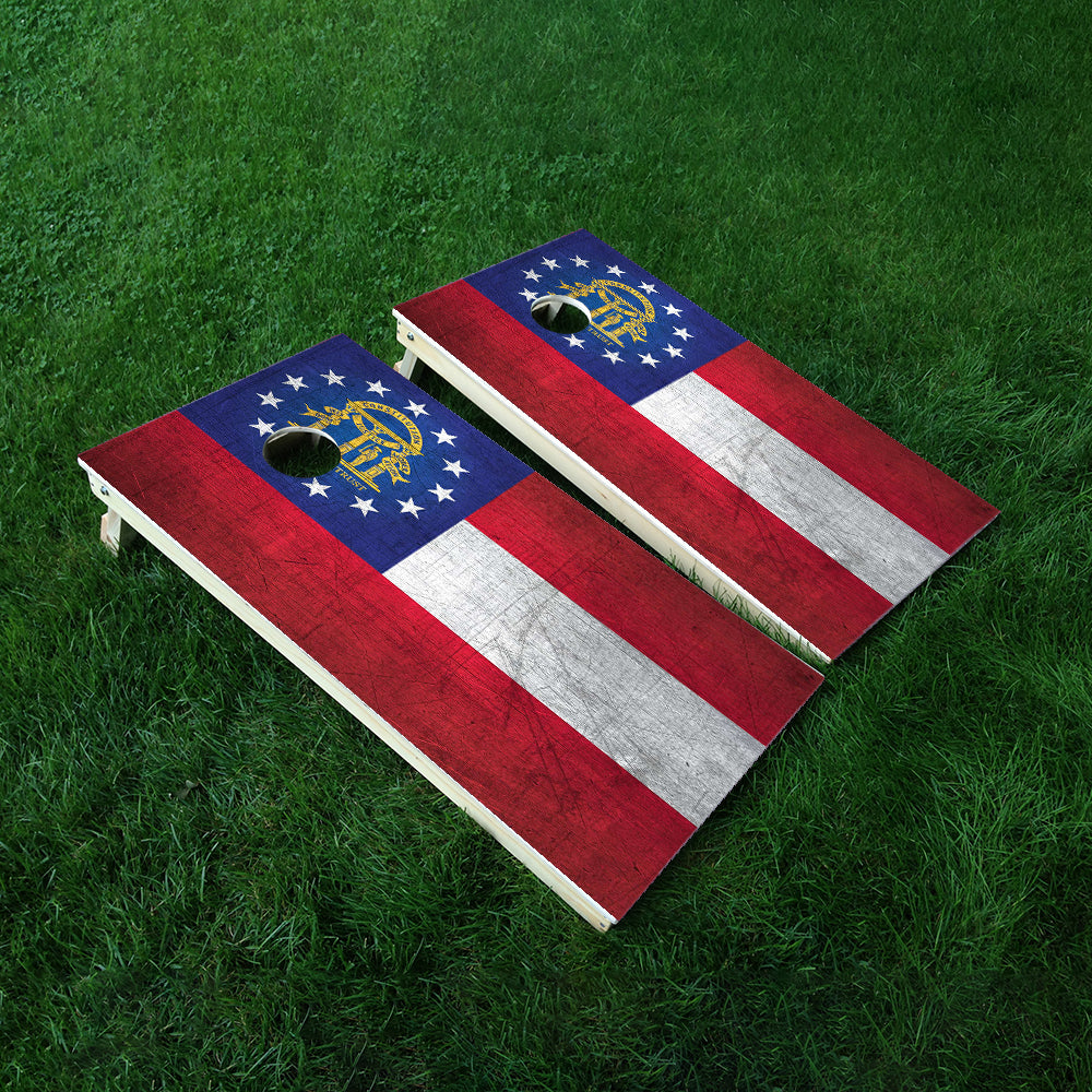 Georgia Classic State Flag Cornhole Boards Wraps (Set of 2)