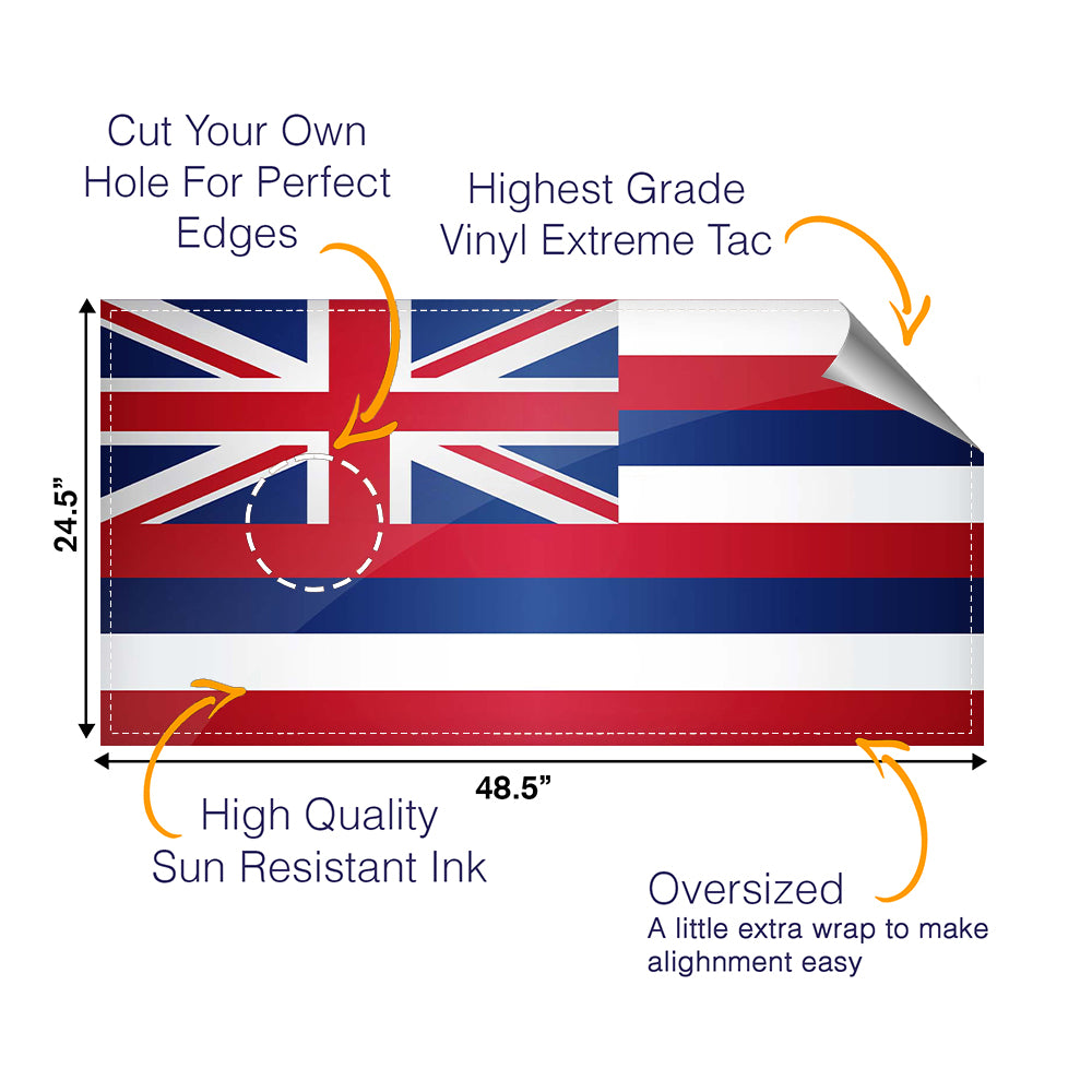 Hawaii Classic State Flag Cornhole Boards Wraps (Set of 2)