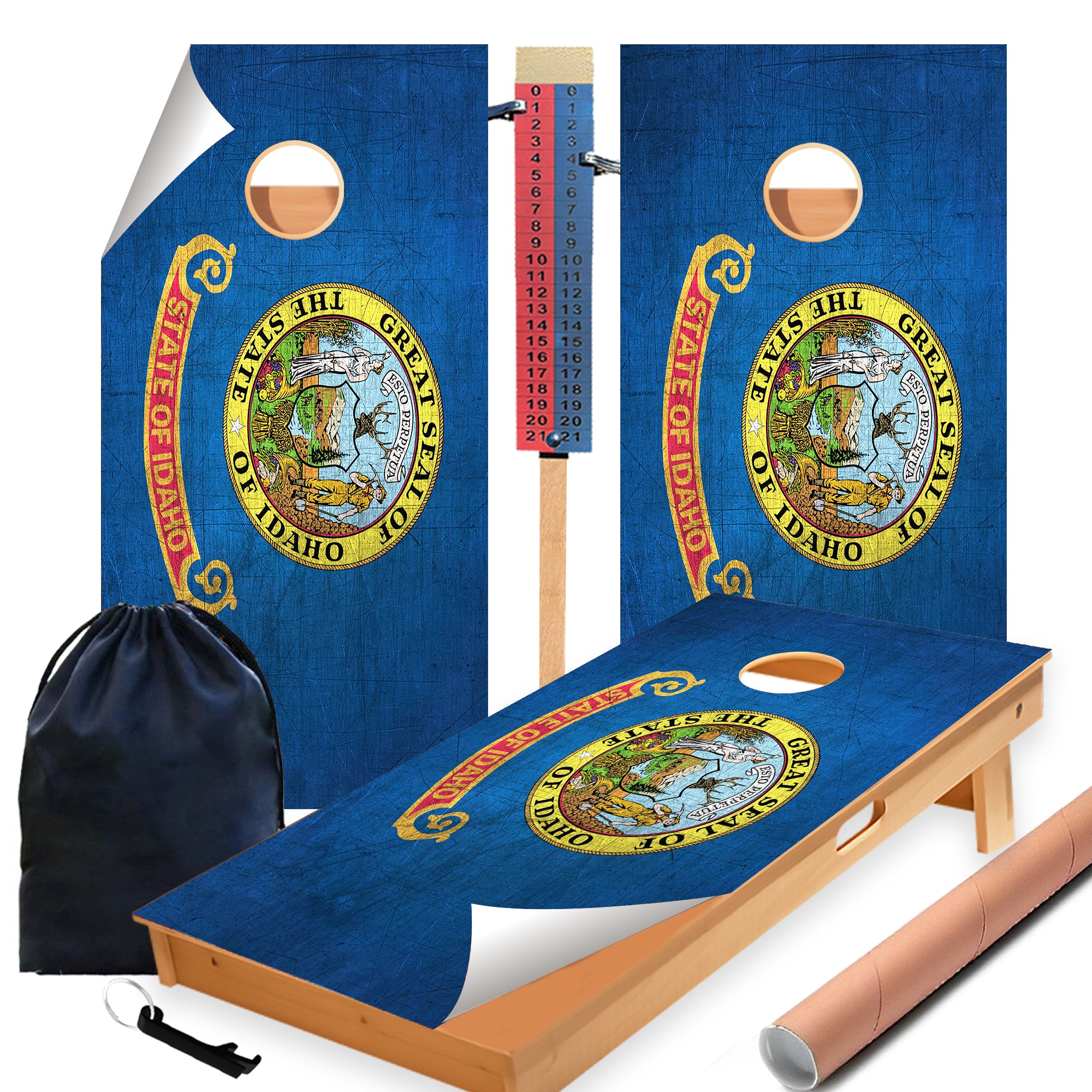 Idaho Classic State Flag Cornhole Boards Wraps (Set of 2)