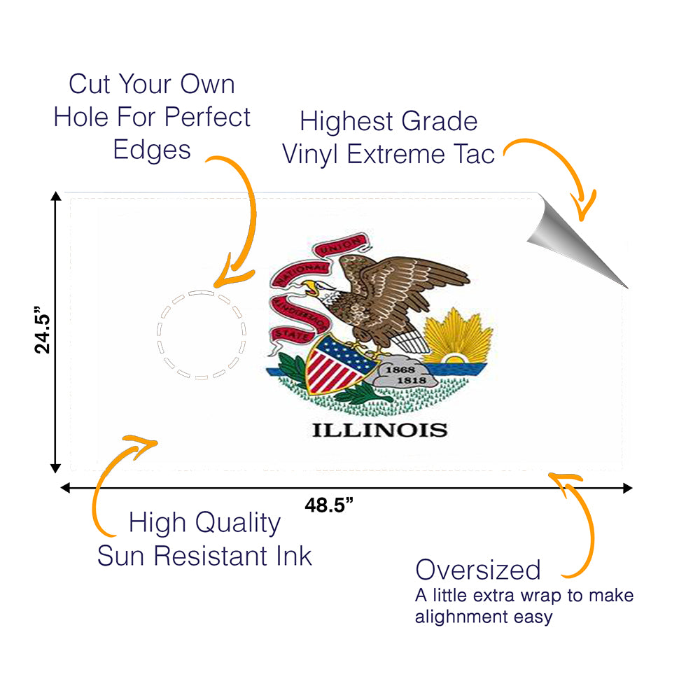 Illinois Classic State Flag Cornhole Boards Wraps (Set of 2)