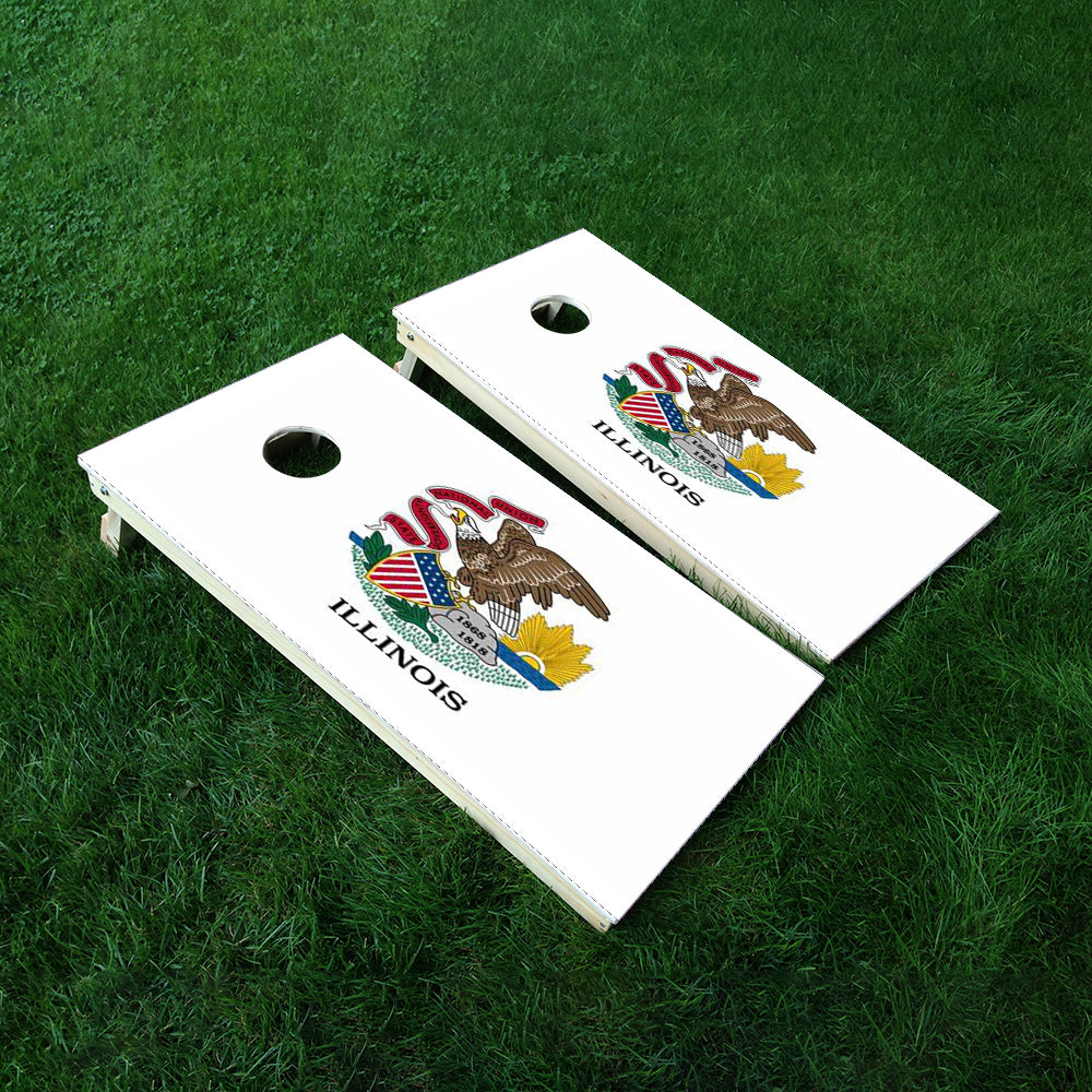 Illinois Classic State Flag Cornhole Boards Wraps (Set of 2)